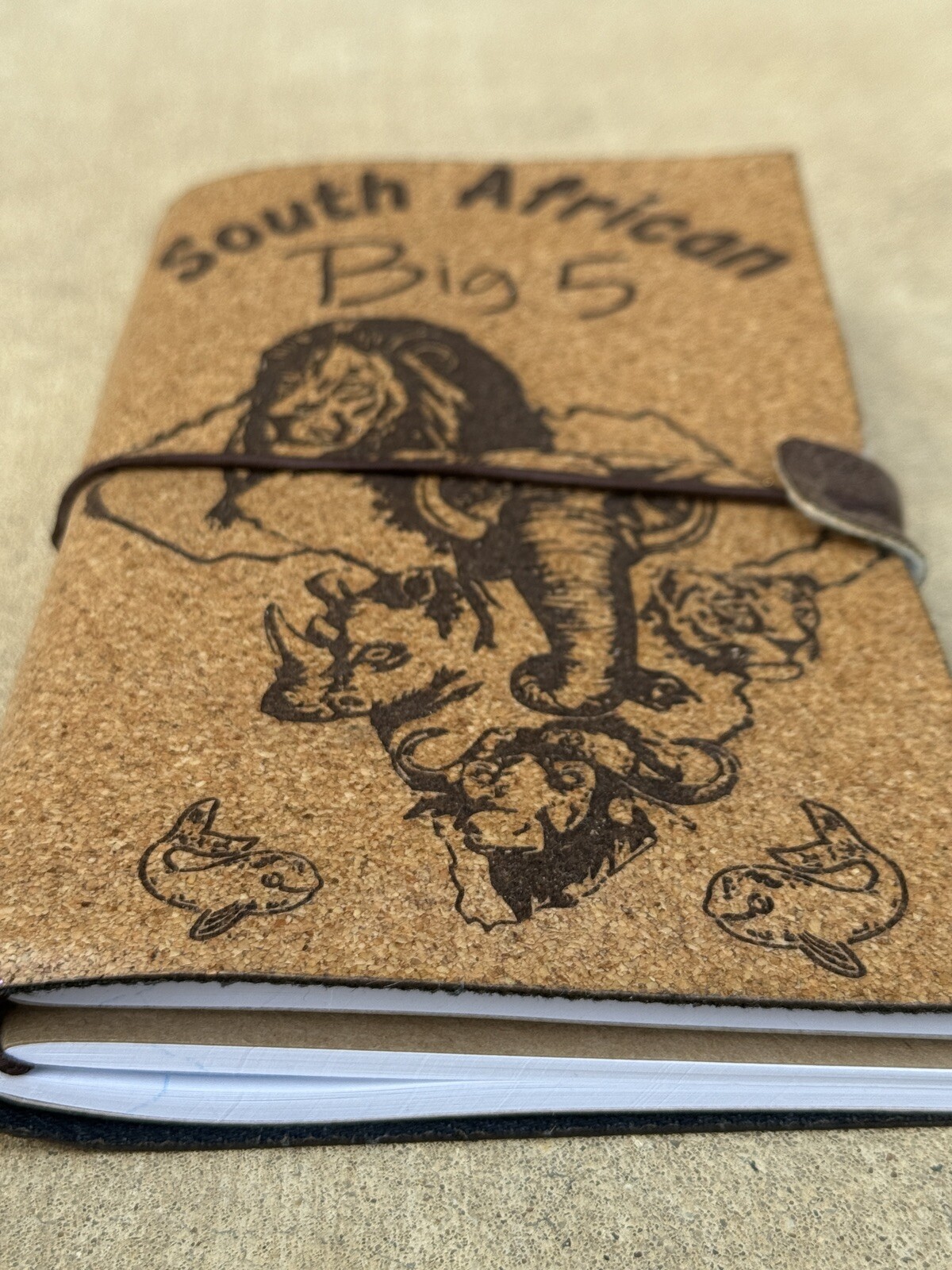 South African Big 5 Cork Canvas Journal Made In Cape Town 7.75″ x 4.5″ – New!