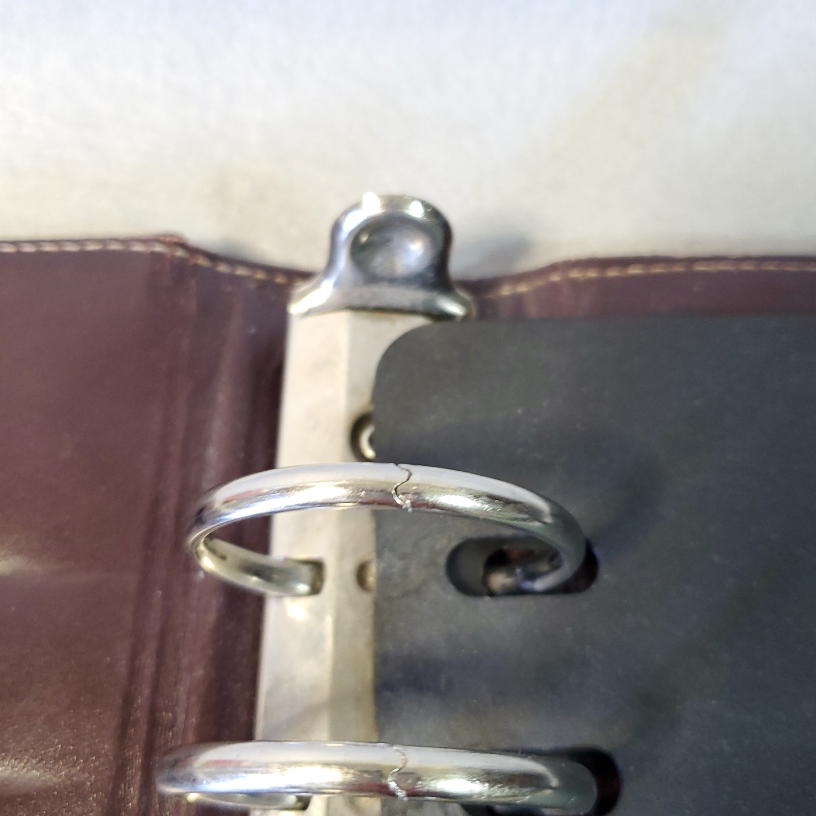 Franklin Full Grain Leather Day Timer Planner 7 Ring Red Brown Binder Vtg *READ*
