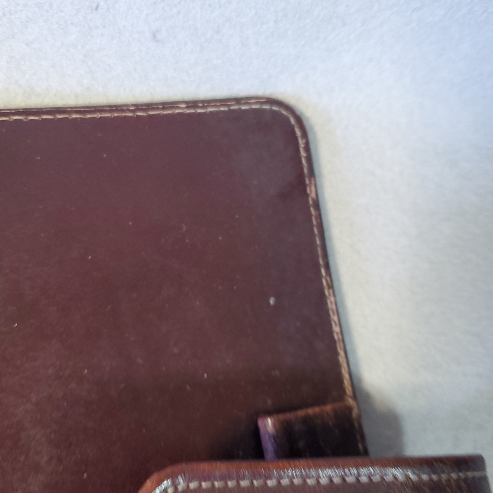 Franklin Full Grain Leather Day Timer Planner 7 Ring Red Brown Binder Vtg *READ*