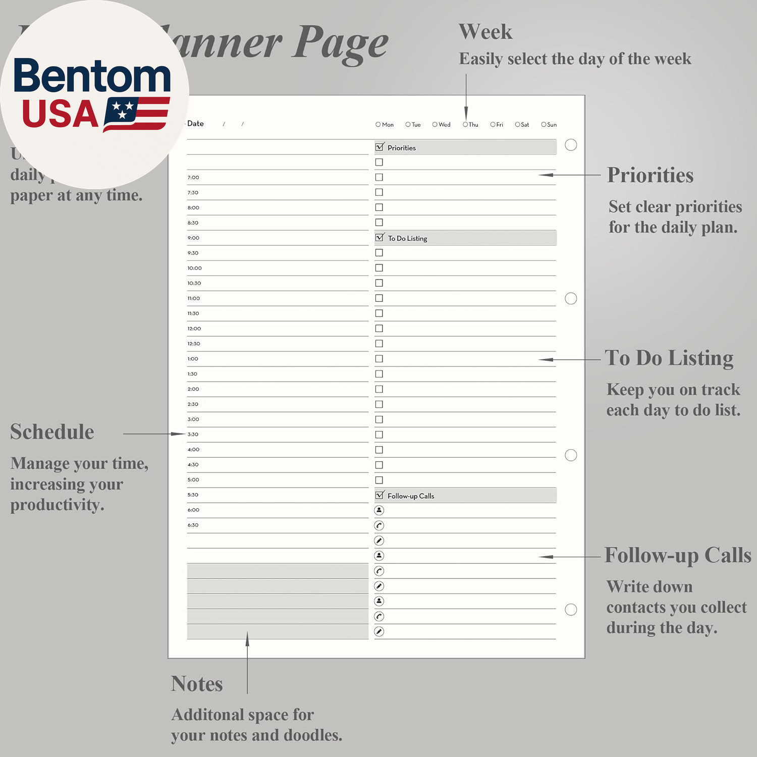 Undated Daily Planner – A4 Large to Do List Notebook Appointment Book for Produc