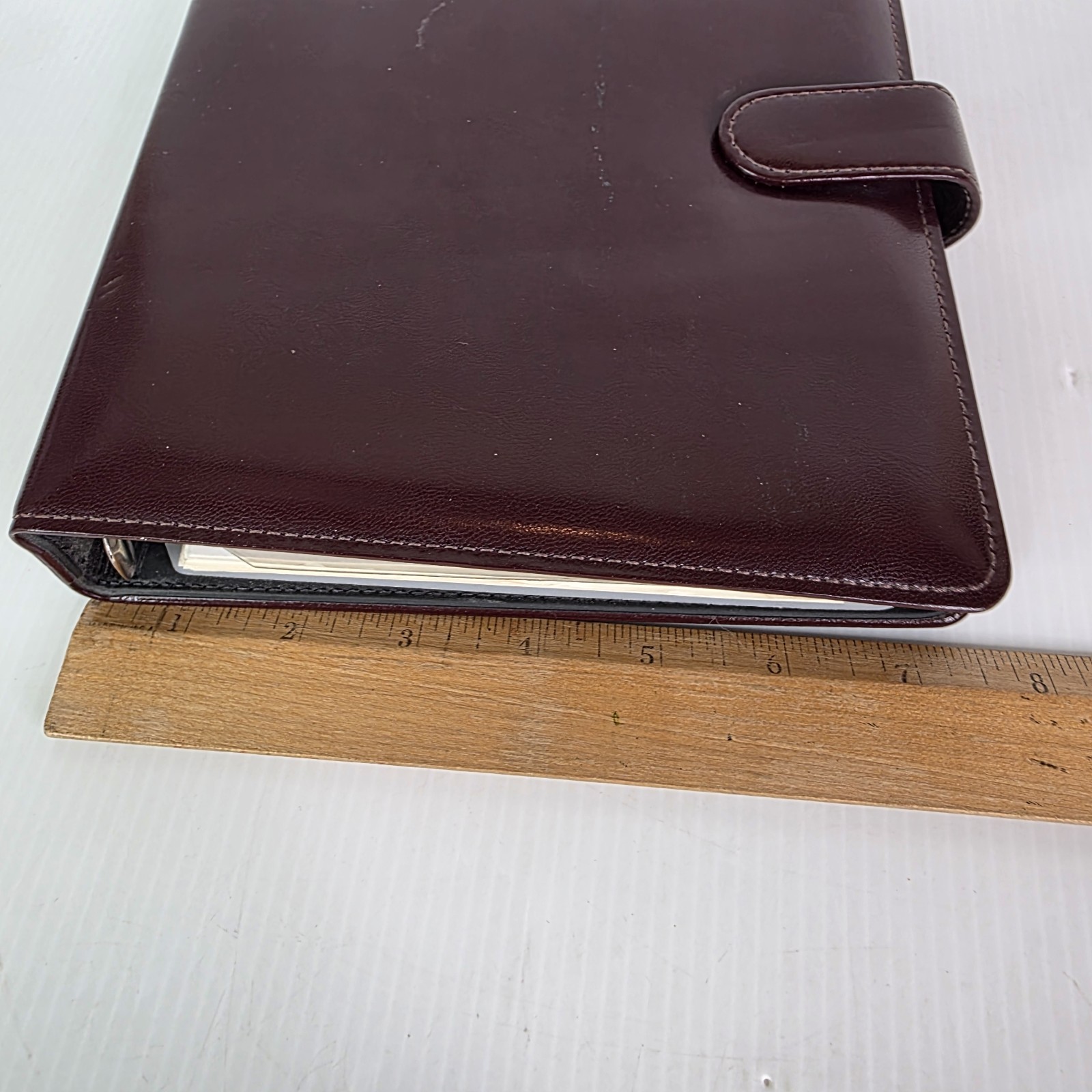 Vintage Rolodex Personal Organizer 8.5×6.5 Faux Leather 6 Ring Burgundy Snap