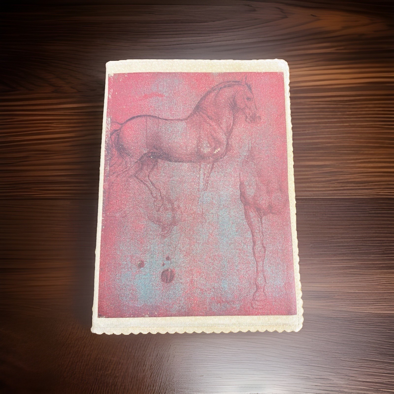 Vintage Ingrid Cusson Suede Leather Journal Gold Gilt Horse Study c2000