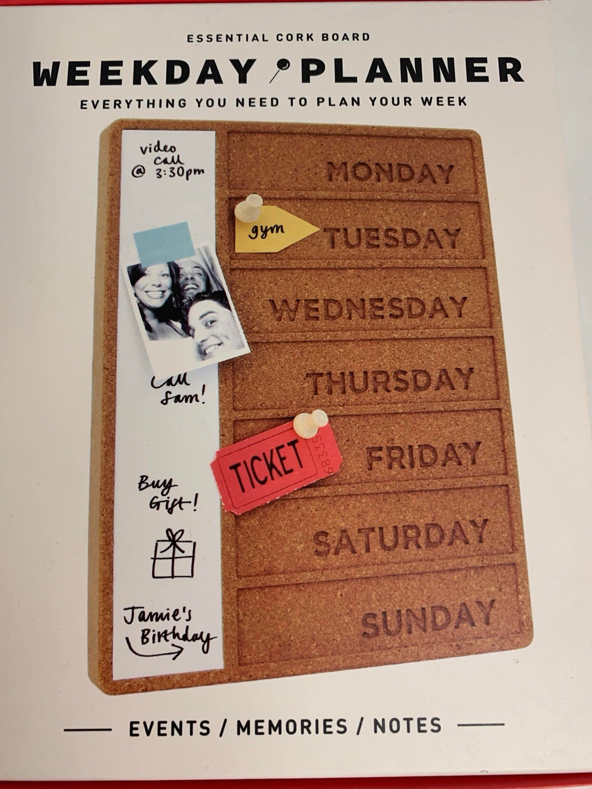 Cork Board Weekday Planner