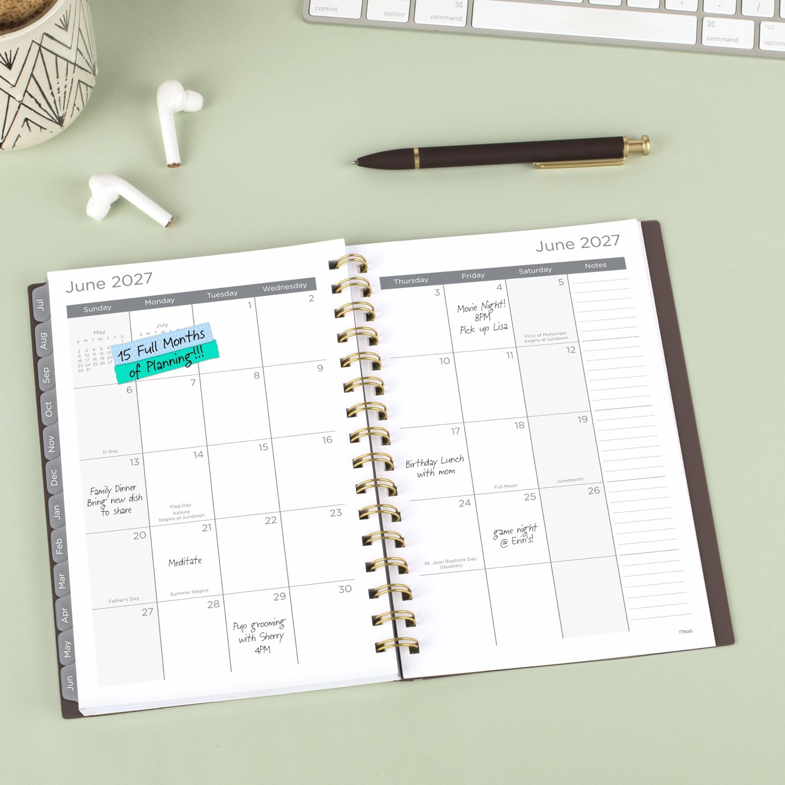 Mead Planner 2026-2027 Weekly & Monthly Academic 5.5″W x 8.5″H, Ground Coffee