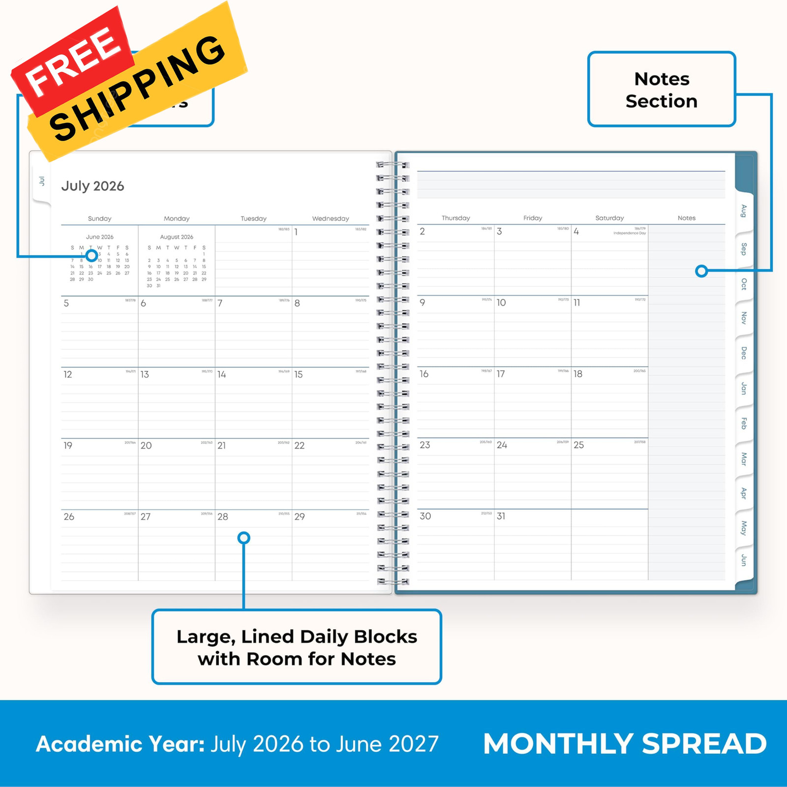 Blue Sky 2026-2027 Weekly and 8.5″ x 11″, Ditsy Dapple Light- 2026/2027