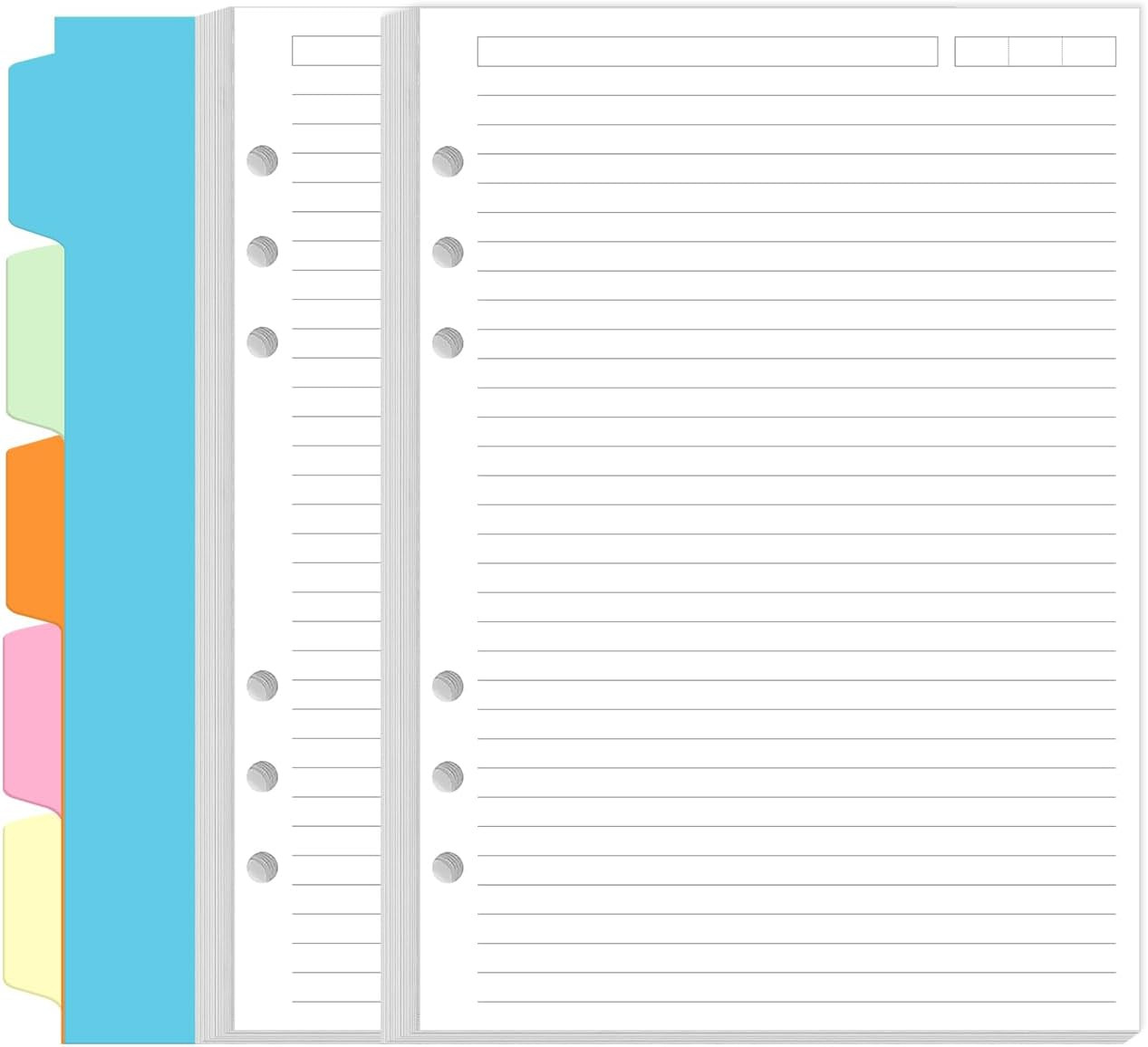 A5 Refill Paper – 6 Hole Planner Inserts for A5 Binder, 200 Pages 6 Ring Loose L