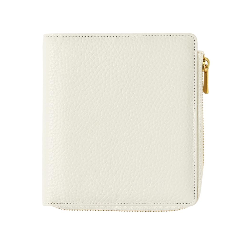 QUO VADIS Genuine Leather System Planner Cover, Mini 6 Size/Large Zipper, White