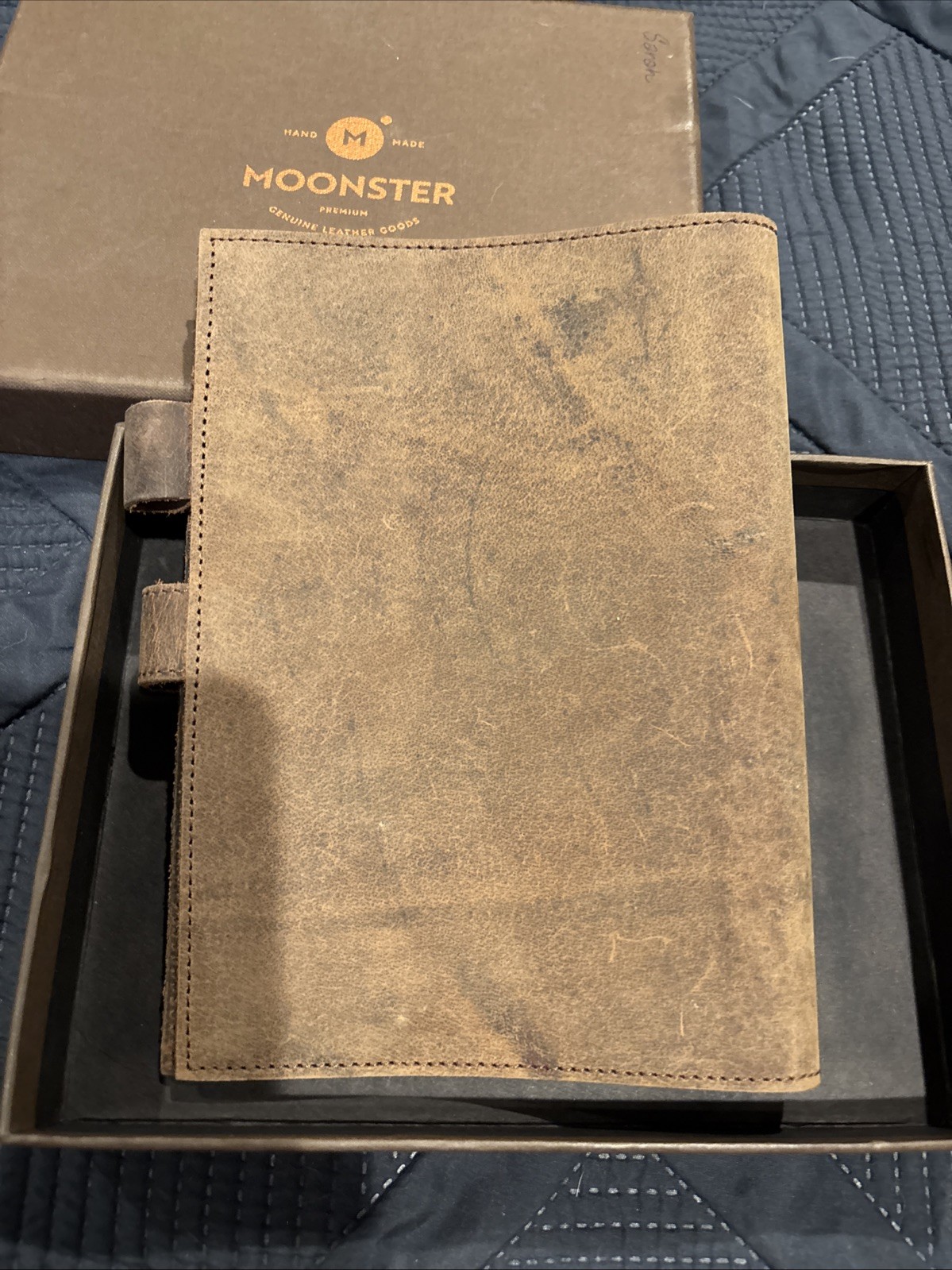Moonster Leather Bound Notebook Cover Or Bible Cover Religious 6.5 X 8.5”