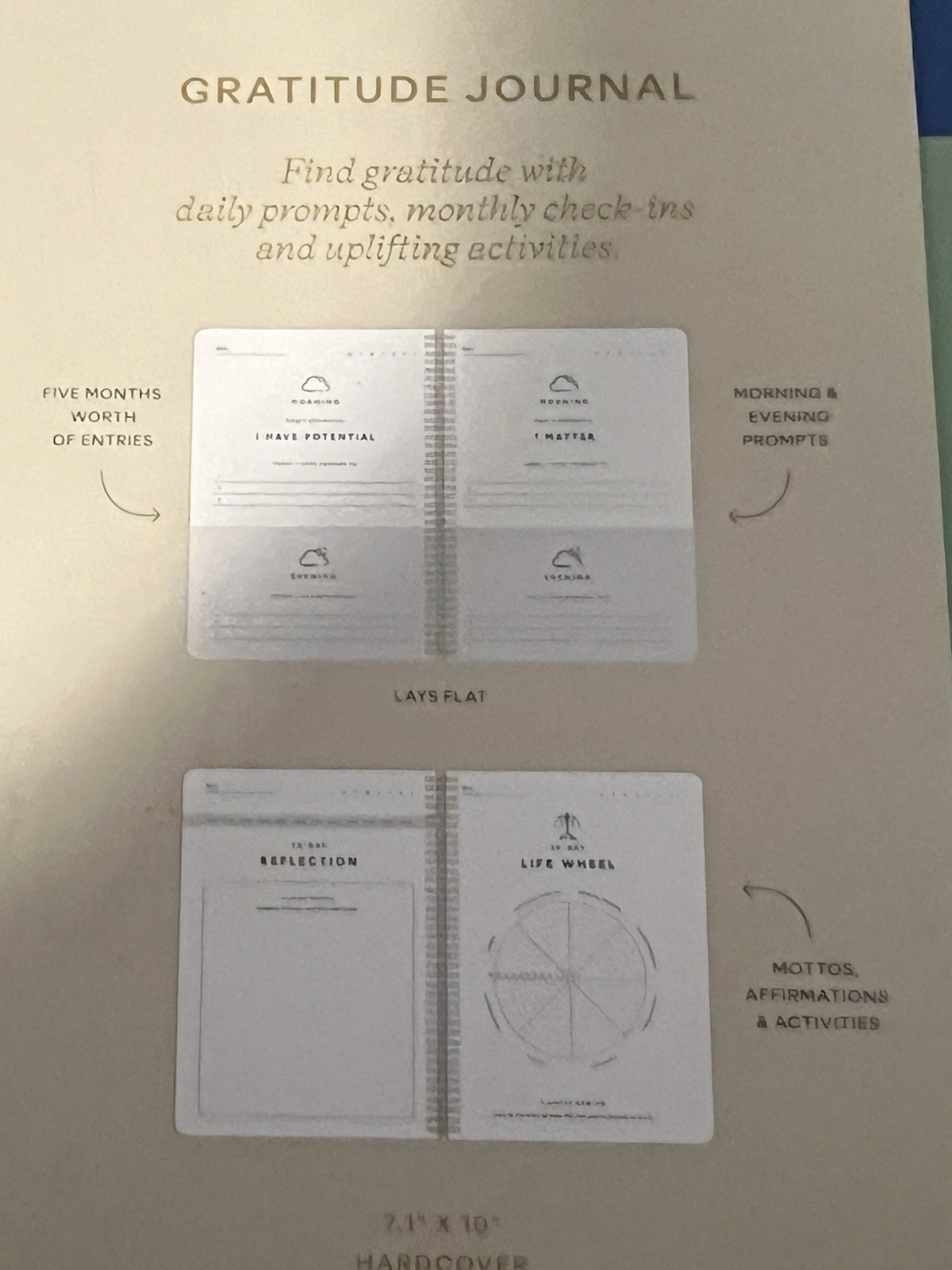 Papier Guided Gratitude Journal – Blue Green Wellness Notebook 9.8”x7.4” 192 Pgs