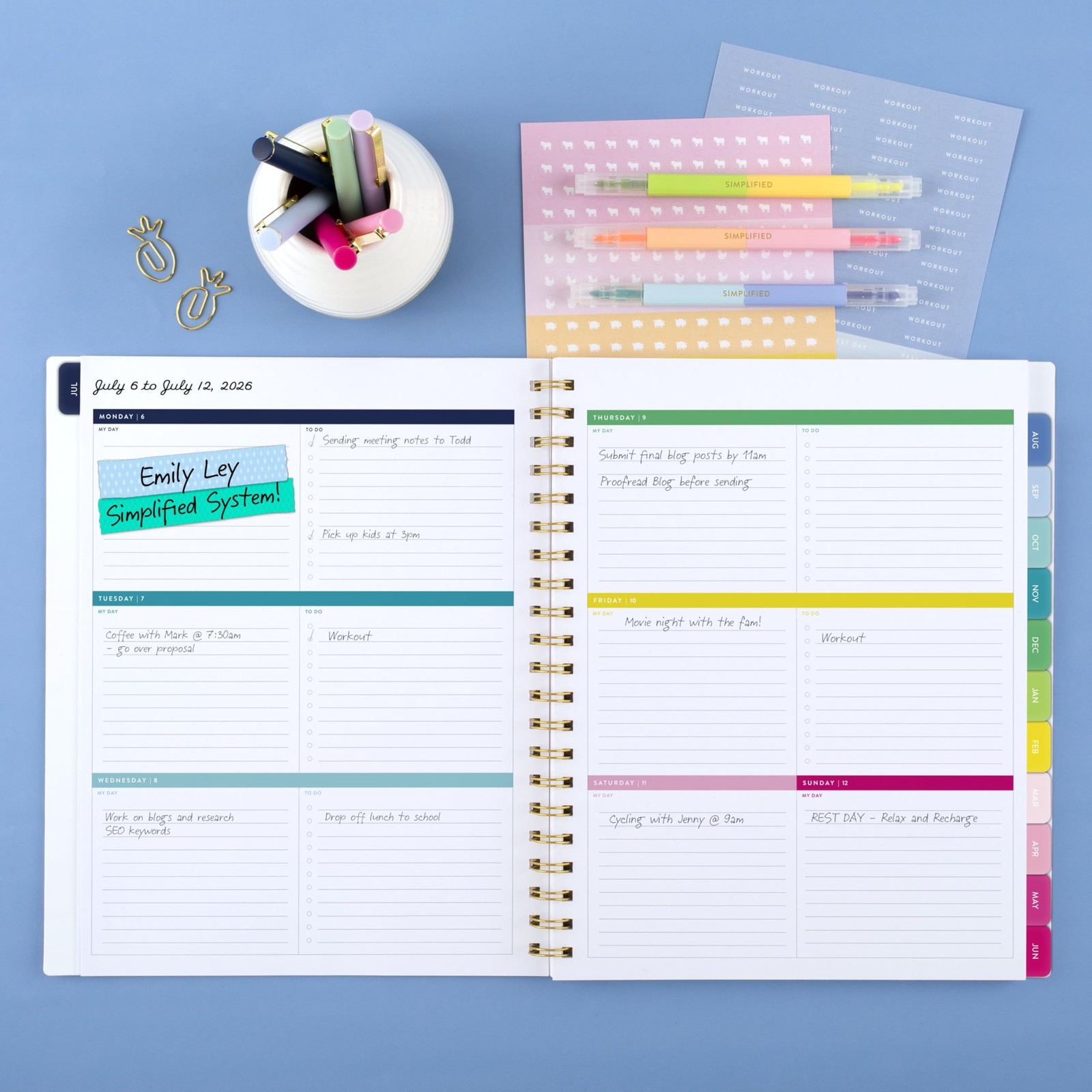 AT-A-GLANCE Planner 2026-2027 Weekly & Monthly 8.5″W x 11″H, Happy Stripe