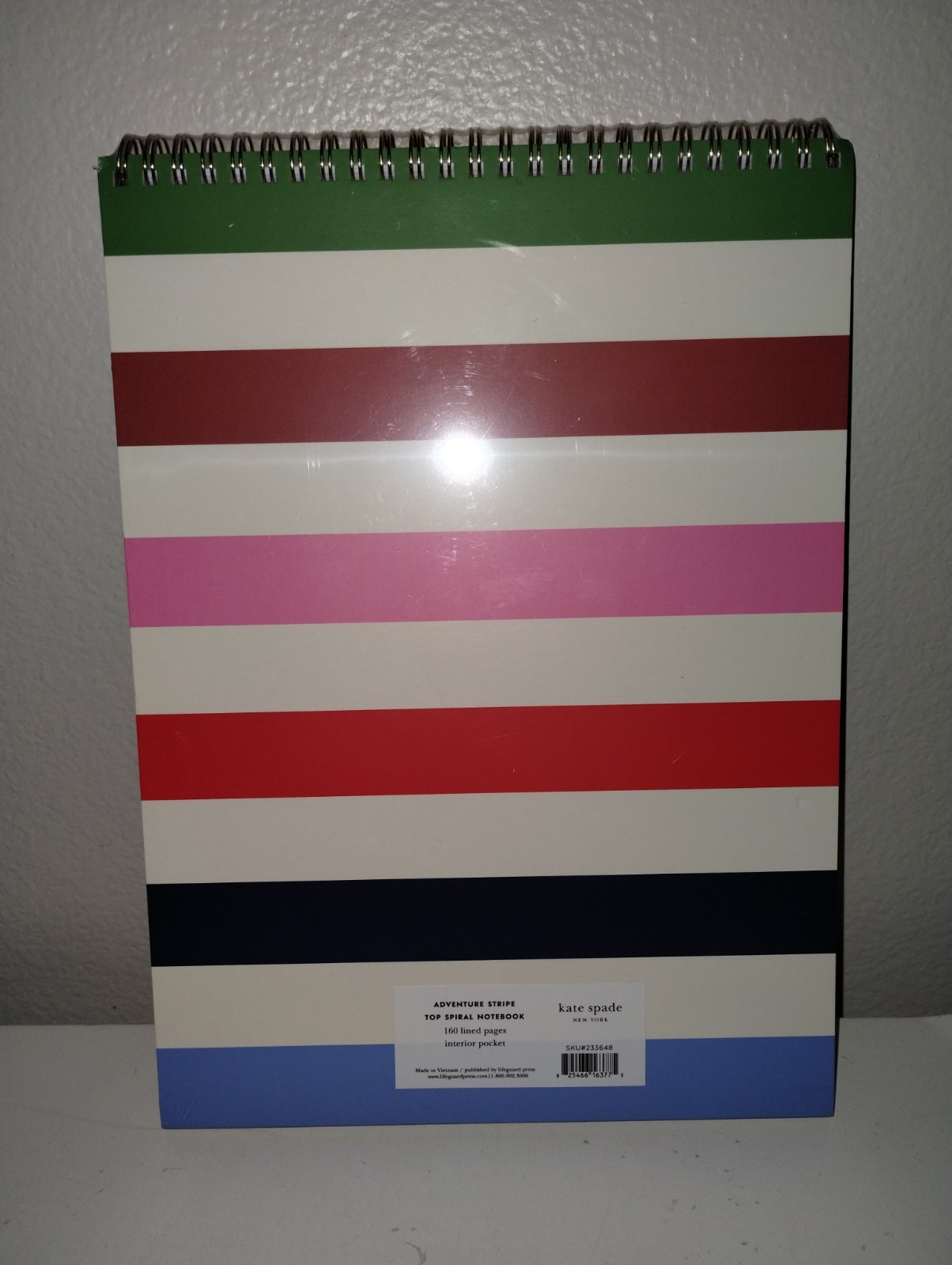 NEW Kate Spade New York 12×8 Top Spiral Notebook Multi-color Striped New/Sealed