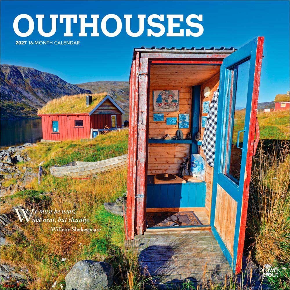 Outhouses | 2027 12×24″ (Hanging) Monthly Square Wall Calendar | Plastic-Free