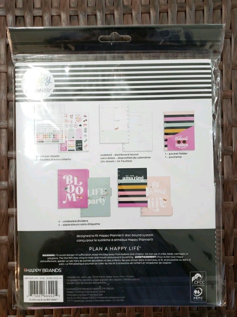 Happy Planner Undated Calendar Extension 4 Months ~ Life’s A Party ~ 274 Pcs