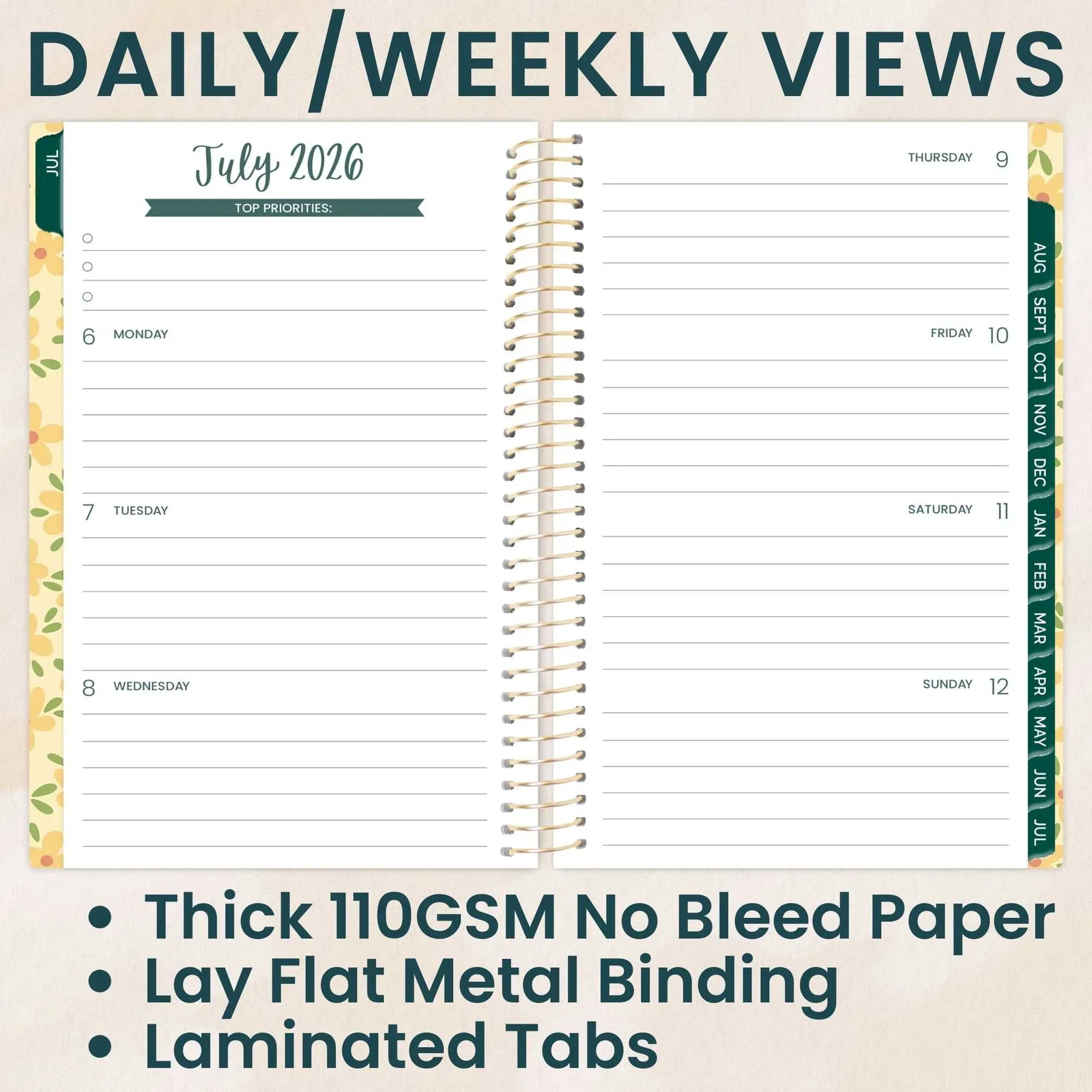 2026–27 Soft Cover Planner, 4″ x 6″ | Butter Yellow Daisies