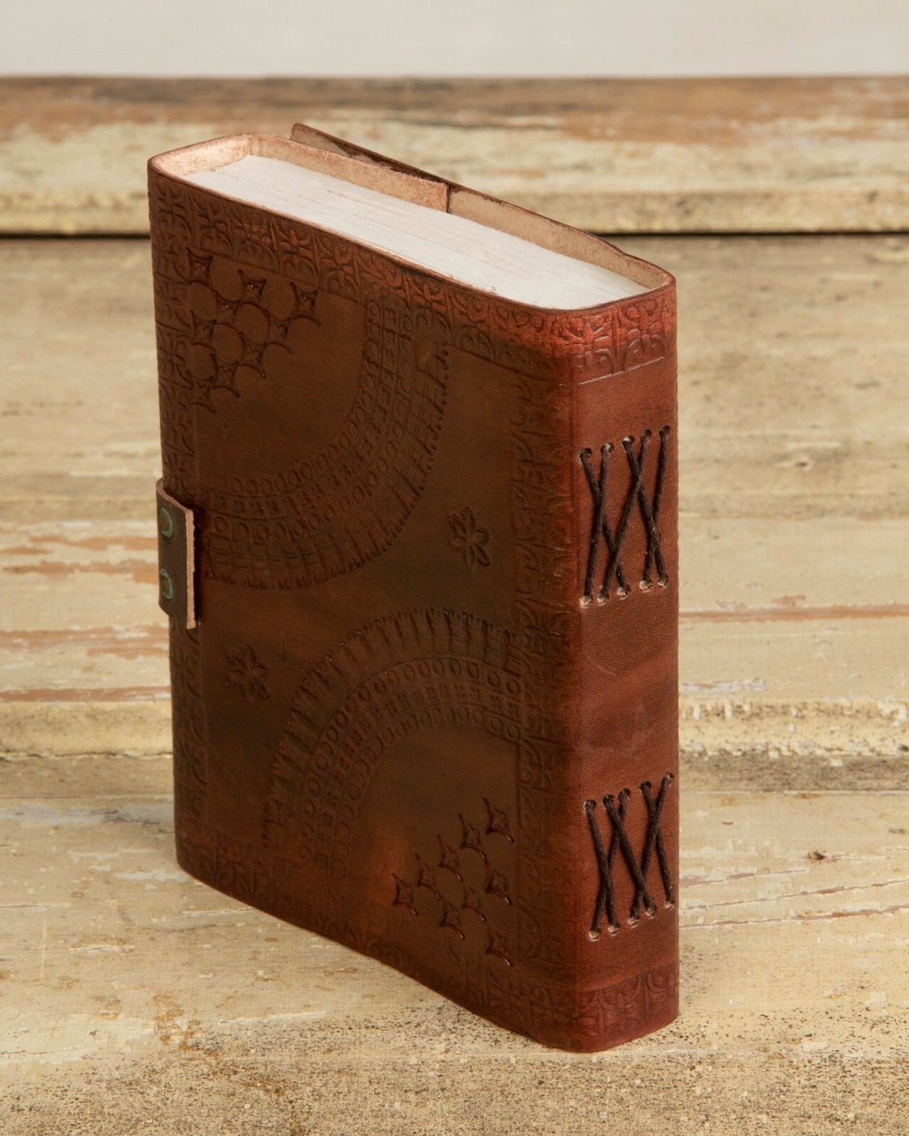 Leather Celtic Cross Journal w/ Lock/Latch ~ 200 5″x7″ ‘Vellum’ Pages Handmade