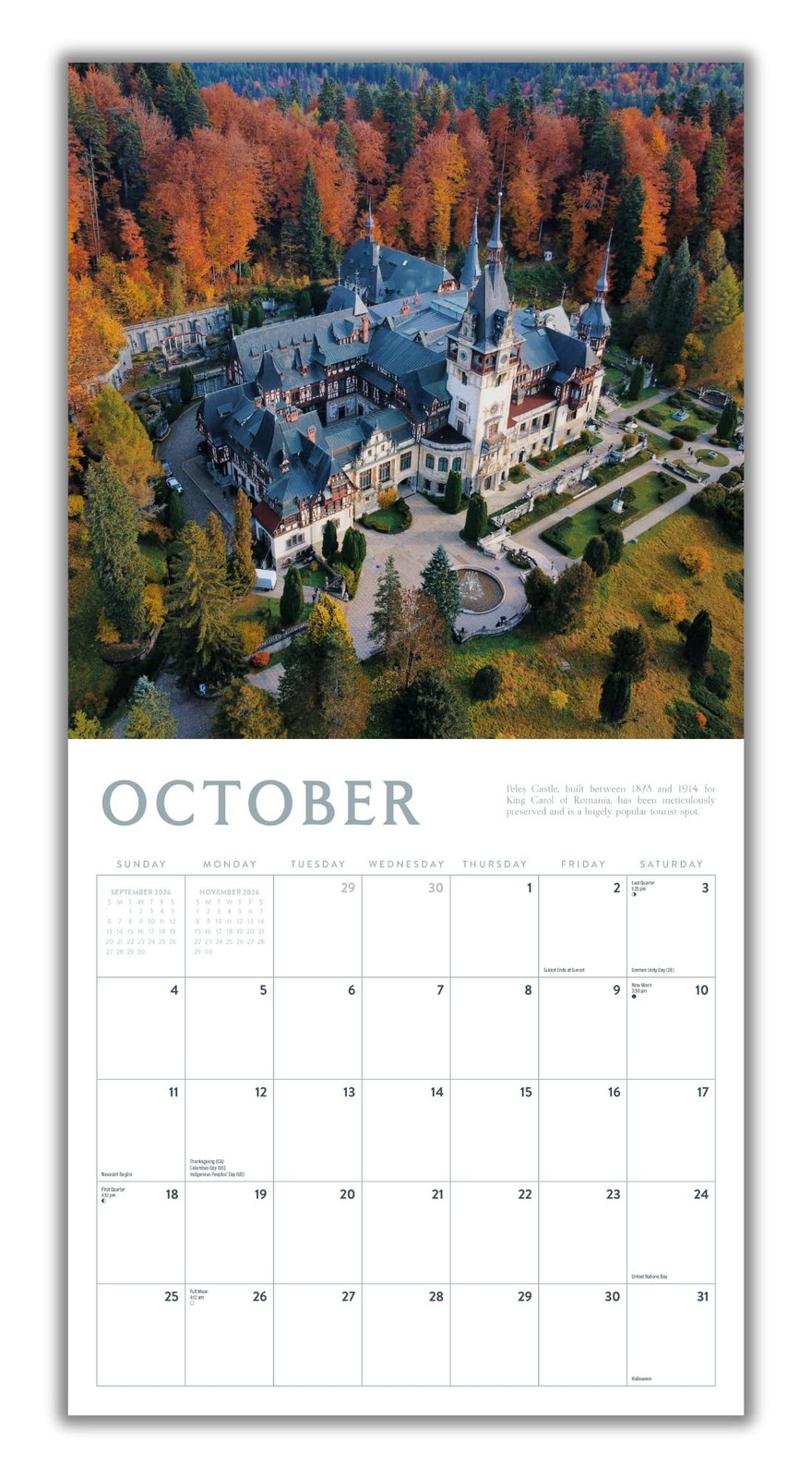 Castles 2026 Calendar, 2026 Wall Monthly Planner, Planner