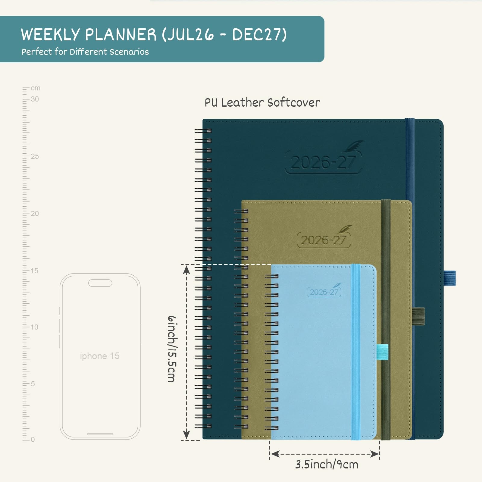Pocket Planner 2026 2027 Weekly Monthly 3.5×6 Inch Small Academic Calendar