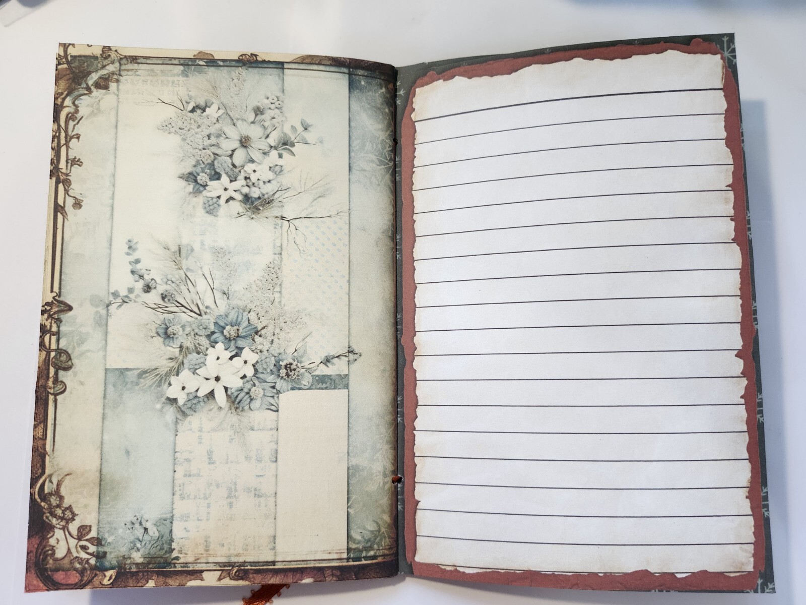 Junk Journal Blank BOOKLET “VICTORIAN WINTER” HANDMADE Christmas, LG 8.5″x5.5