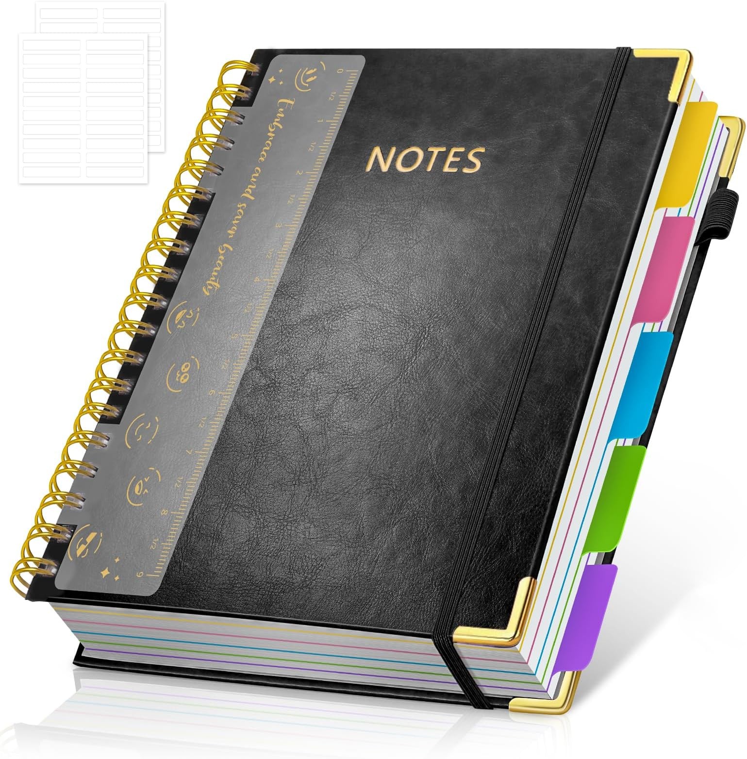 Hardcover Spiral Notebook Journal with Removable PVC Dividers – 8” x 10” La…