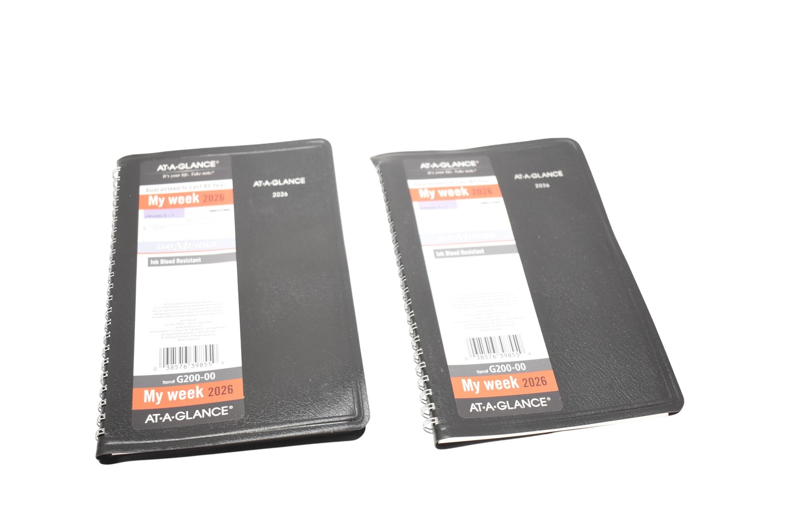 AT-A-GLANCE My Week 2026 Weekly Pocket Planner G200-00 Black Lot Of 2 DayMinder