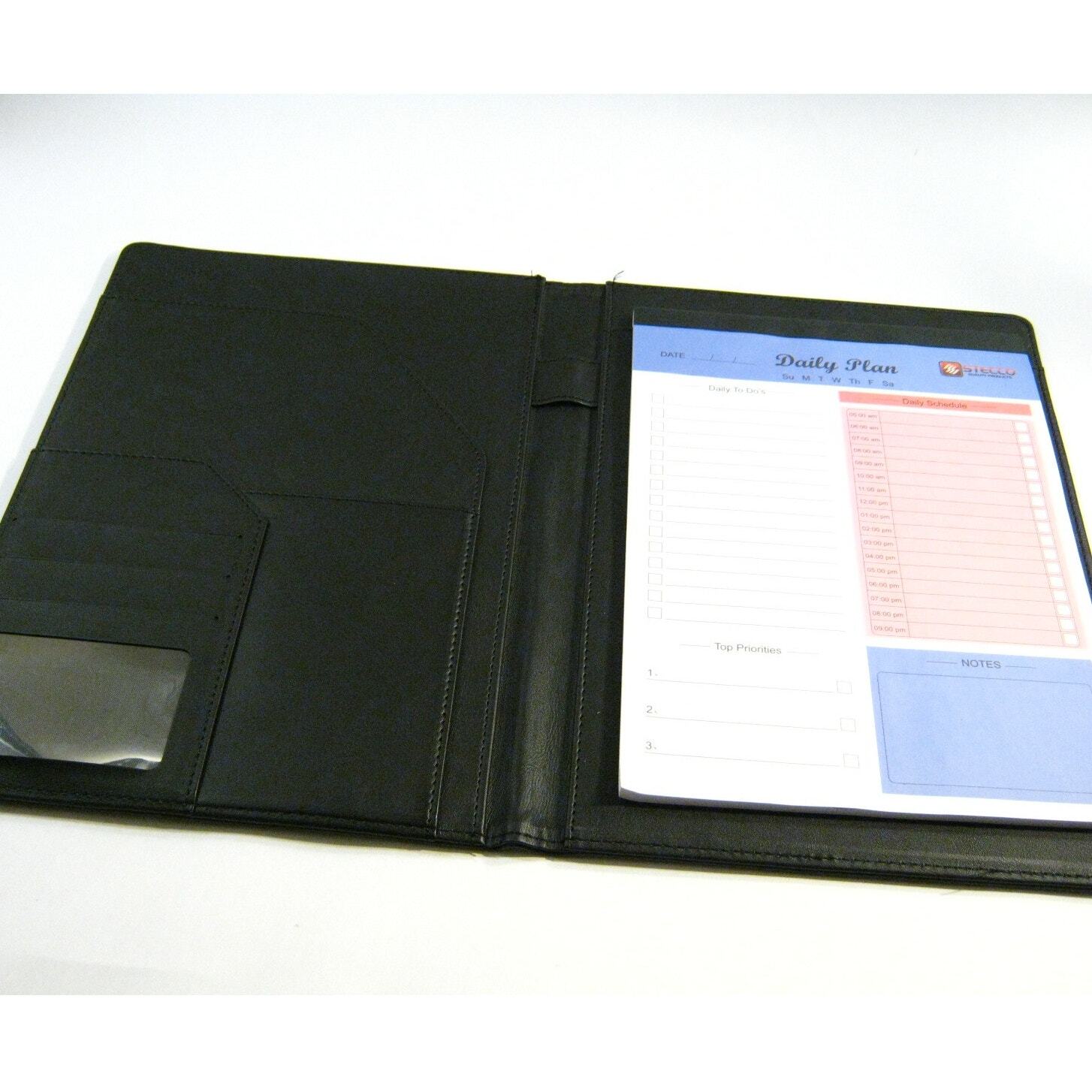 STECCO Leather Portfolio Notebook Document Organizer, Padfolio Daily Planner