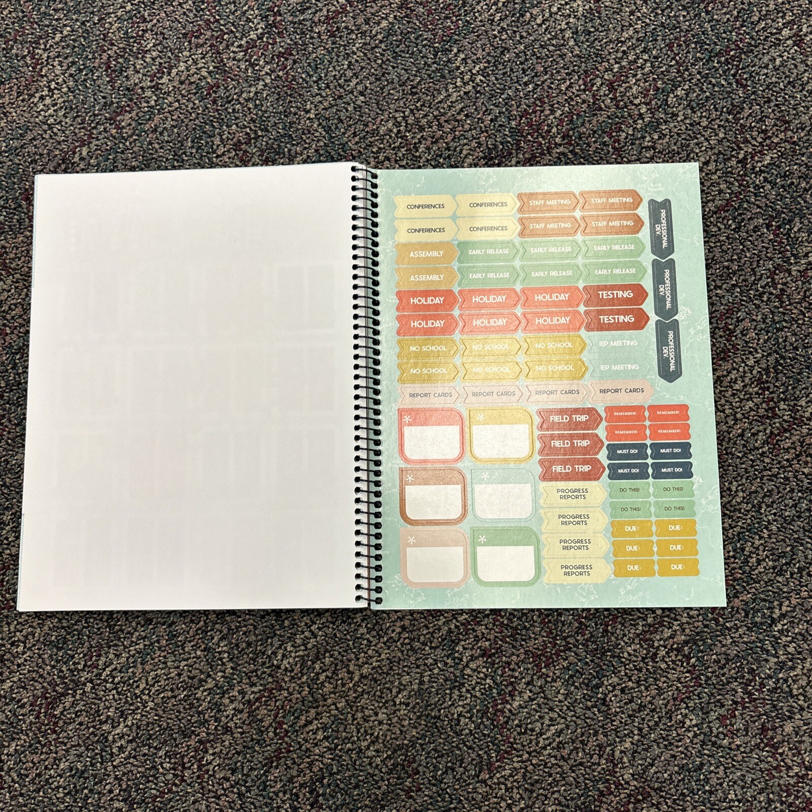 12 Month Teacher Planner W/Stickers & Tabs, Teachers Make A World Of Difference