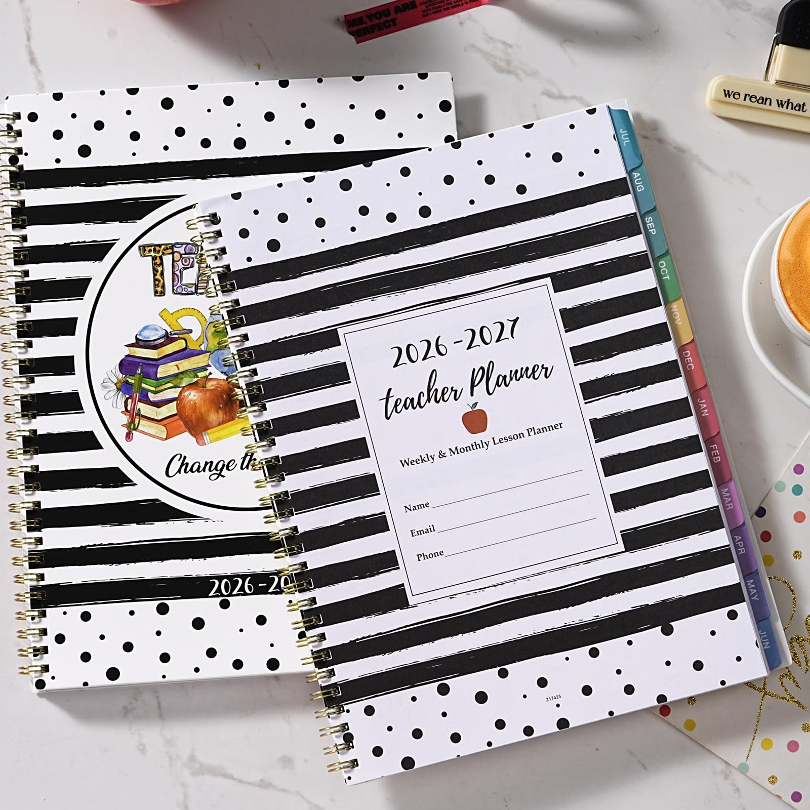 2026-2027 Teacher Planner, July 2026 – June 2027, 8.5″ x 11″, Multicolored