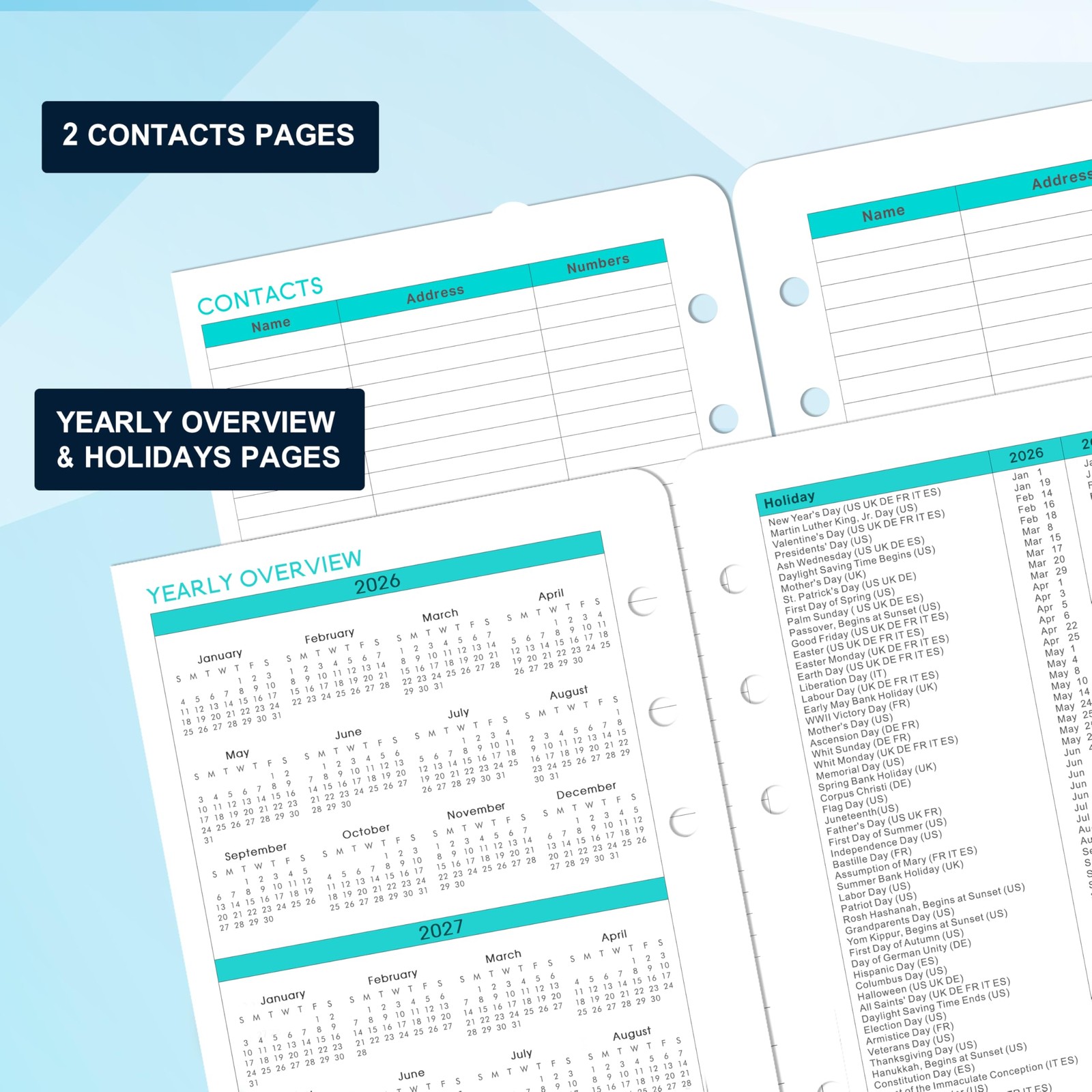 2026-2027 Planner Refills – A5 Planner Inserts with 7-Hole Punched, JUL 2026 …