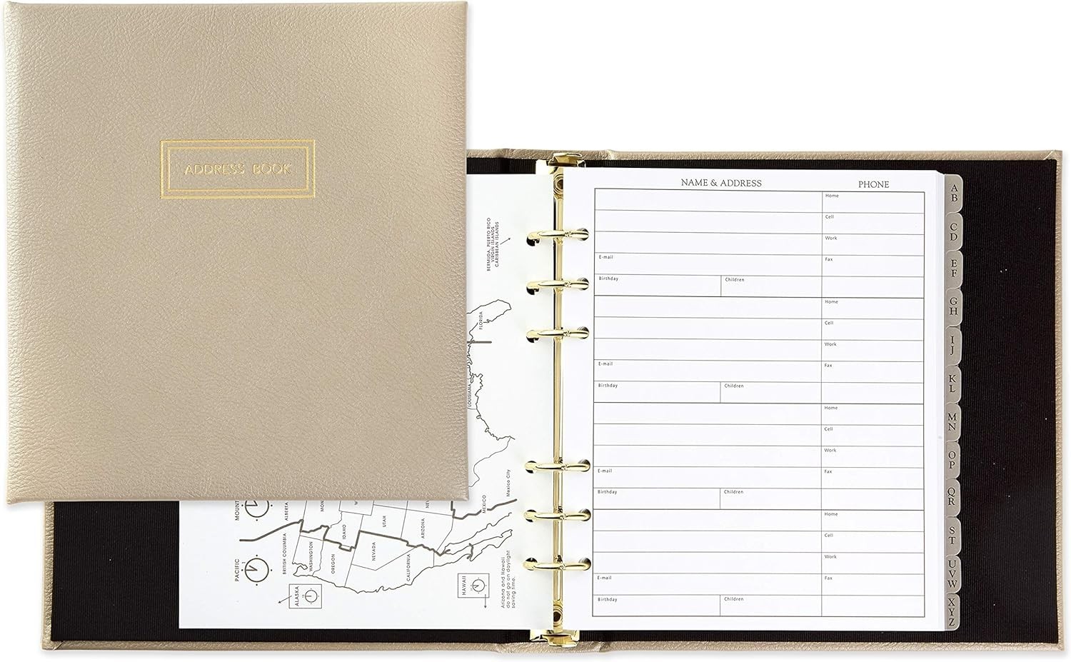 5×8-Inch Address Book with Padded Cream Cover and Contact Management Features