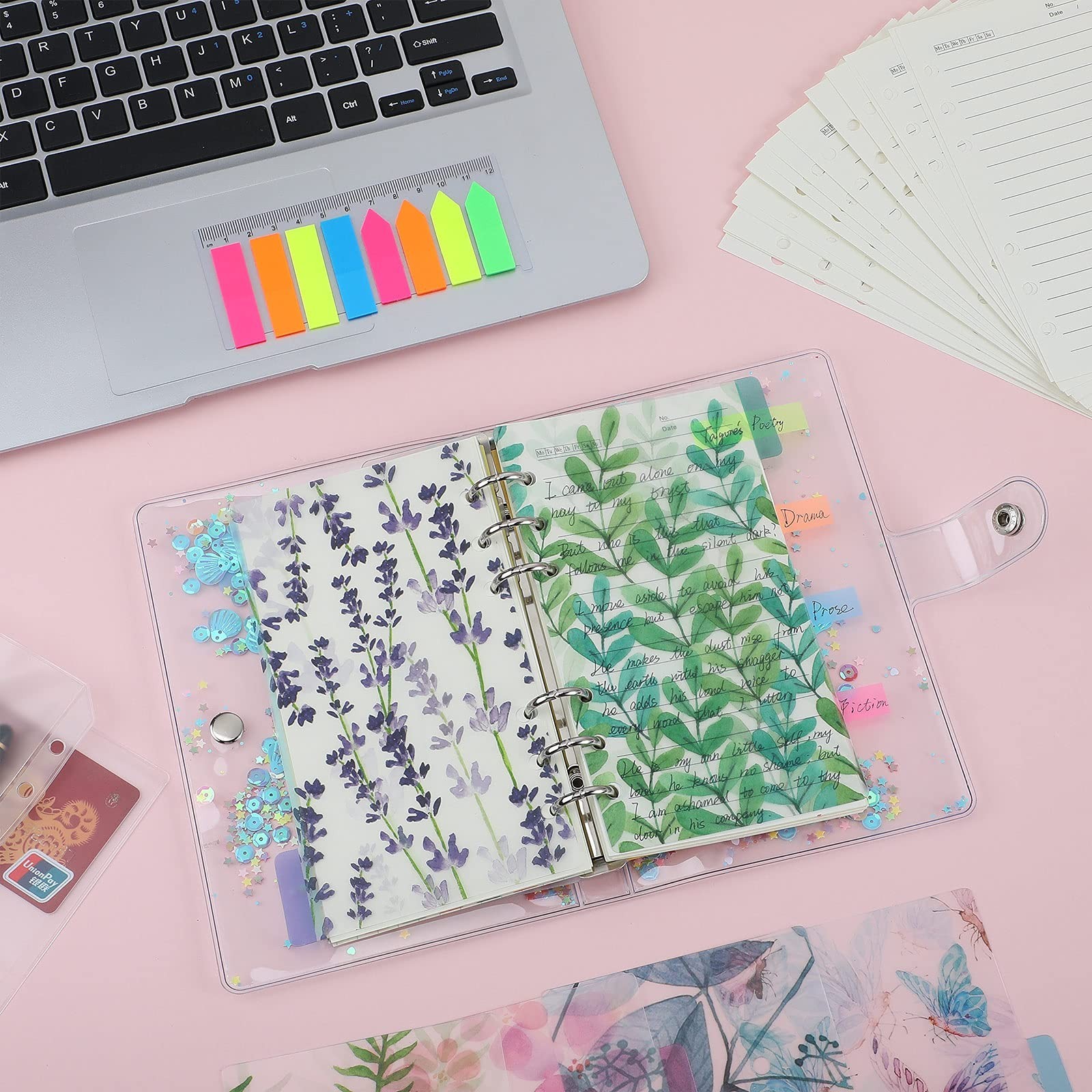 A6 Refill Paper set, 6 Plastic Binder inserts, 2 A6 Lined Refill Paper, 2 Bin…