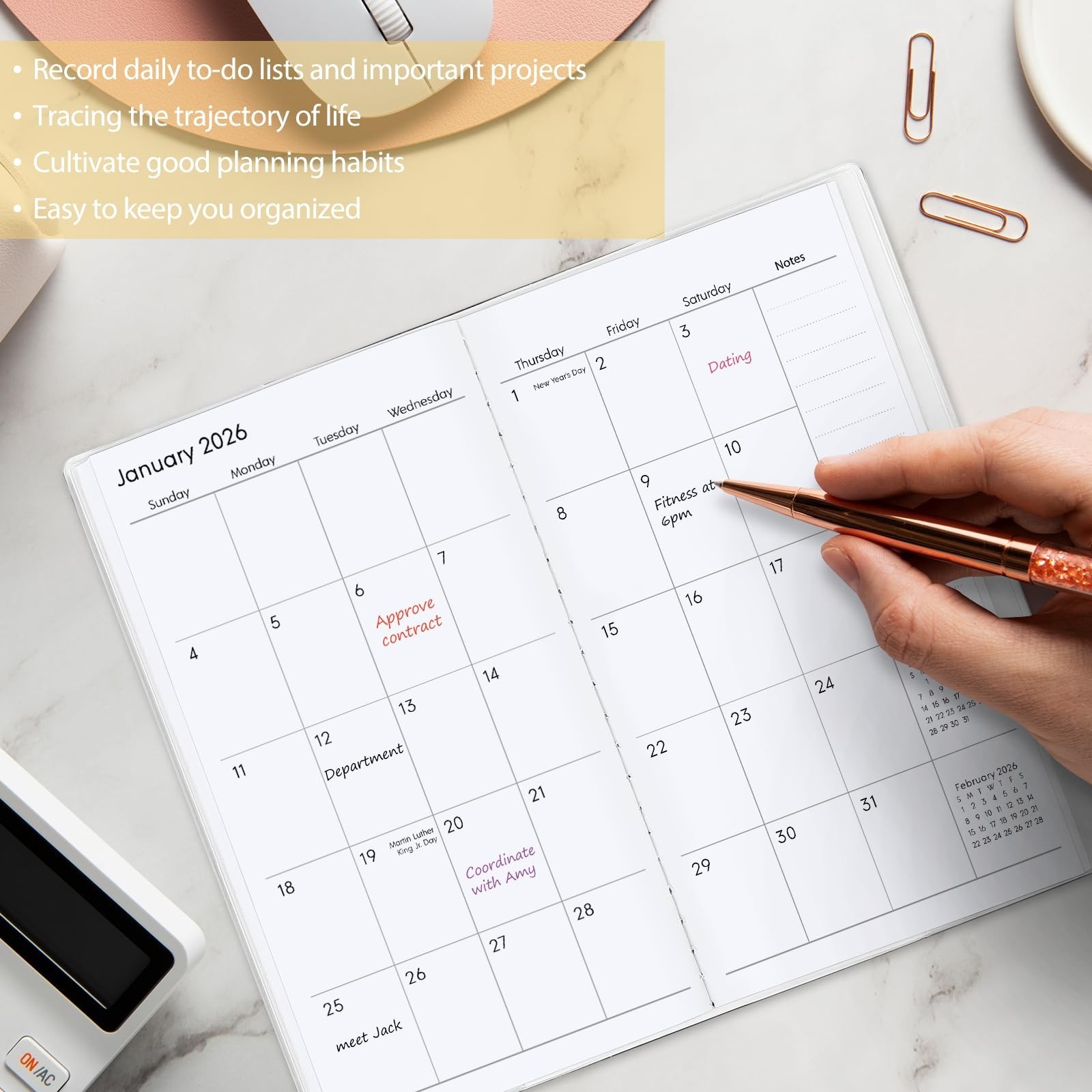 Pocket Calendar 2026-2027, Purse Monthly Planner – 3.7″ x 6.7″ – Runs from Ja…