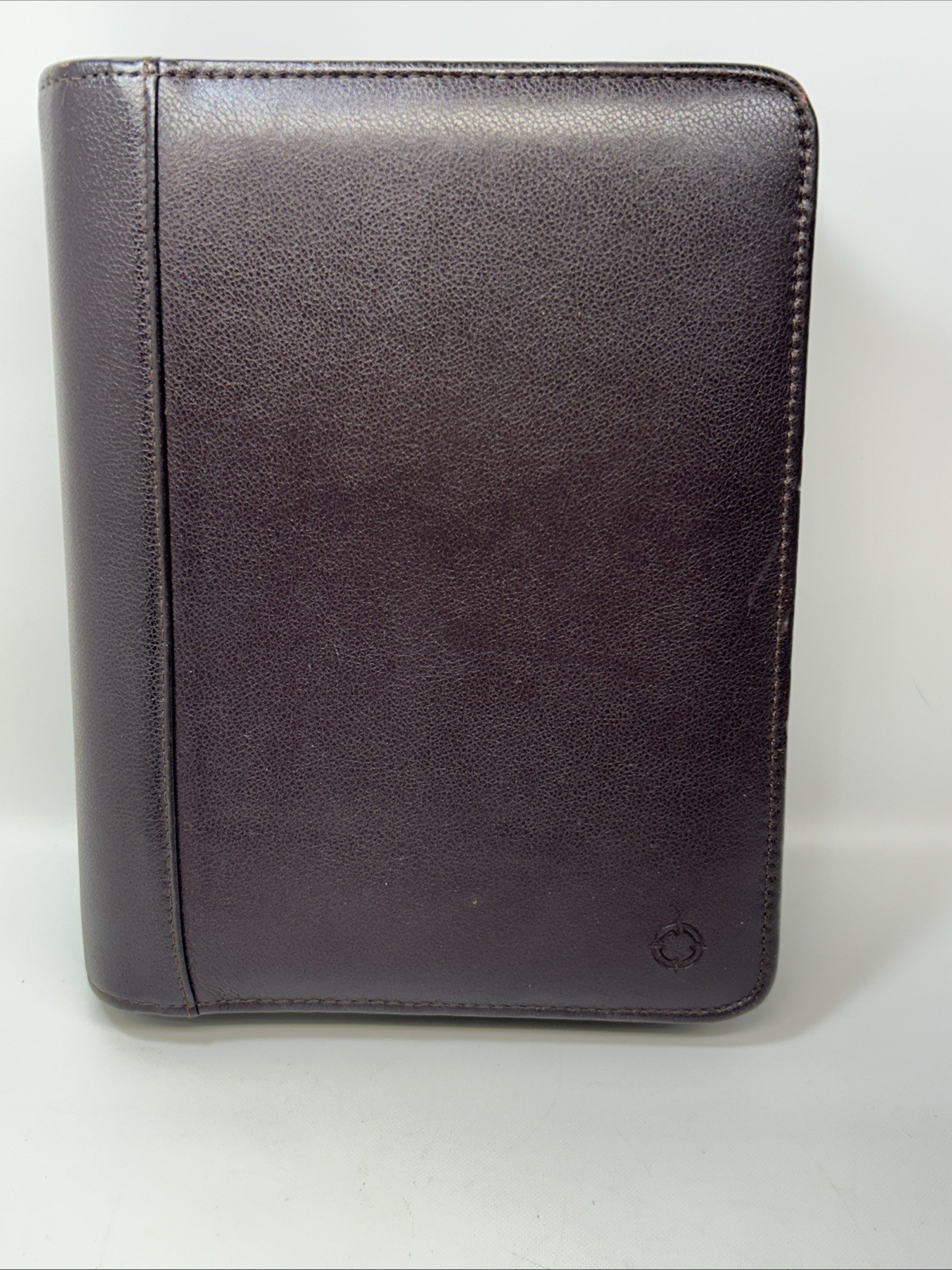FRANKLIN COVEY Planner Binder Cowhide Leather 7 Ring Zip Closure Dark Burgundy