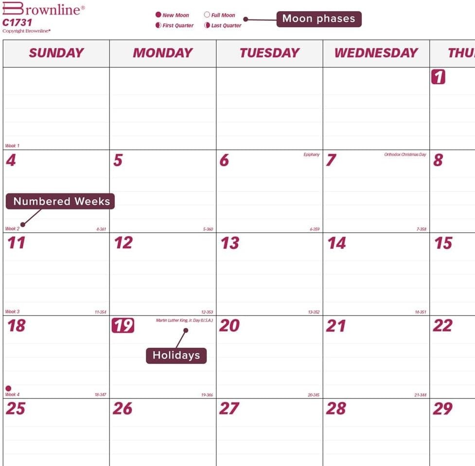 2024 Calendar Home Office Monthly Desk Pad Calendar 17″x22″ Brownline C1731-24