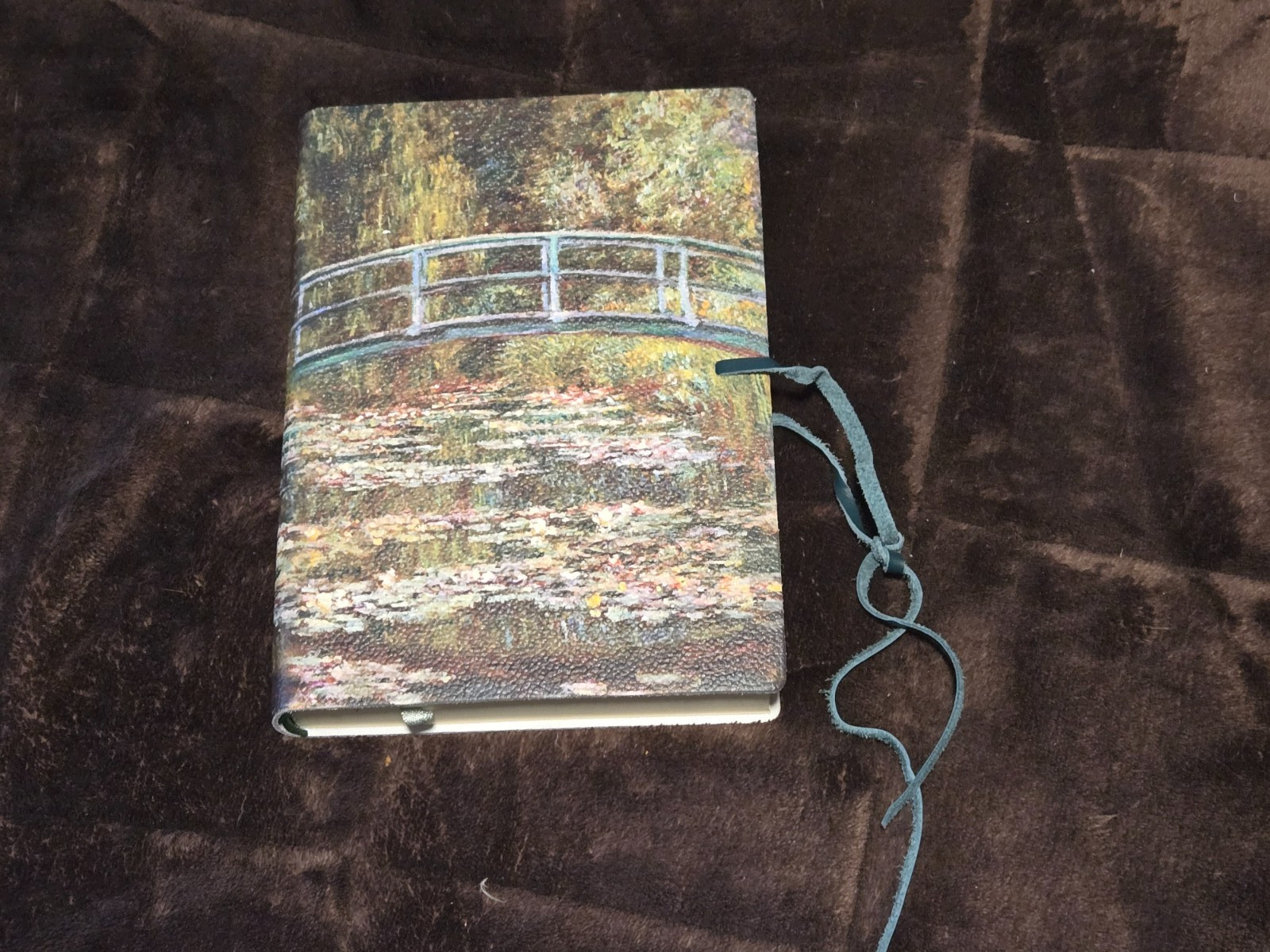 Italian Leather “Monet’s Bridge Over Lily Pond” Printed Leather Lined Journal