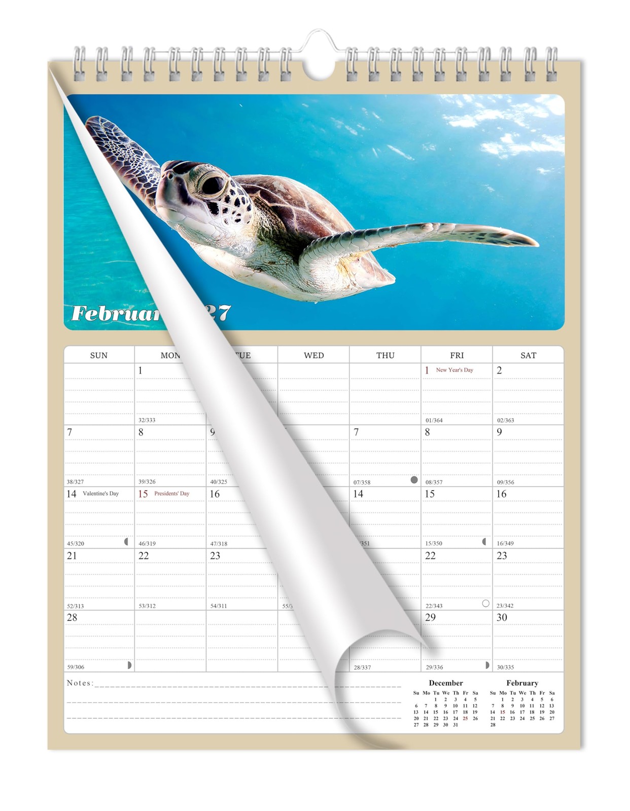 2026-2027 Wall Calendar Spiral-bound Twin-Wire Binding – 18 Months multicolor