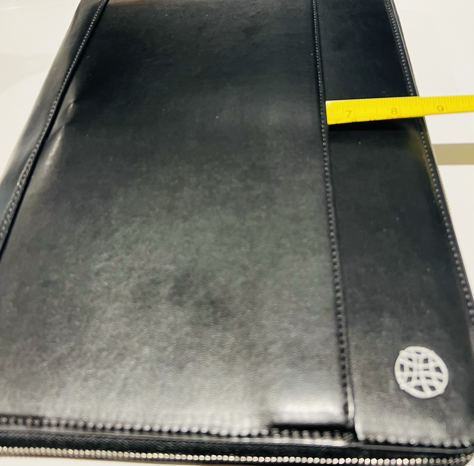 Global Views Work Folio A5 Premium Leather Portfolio Zipper Closure Black New