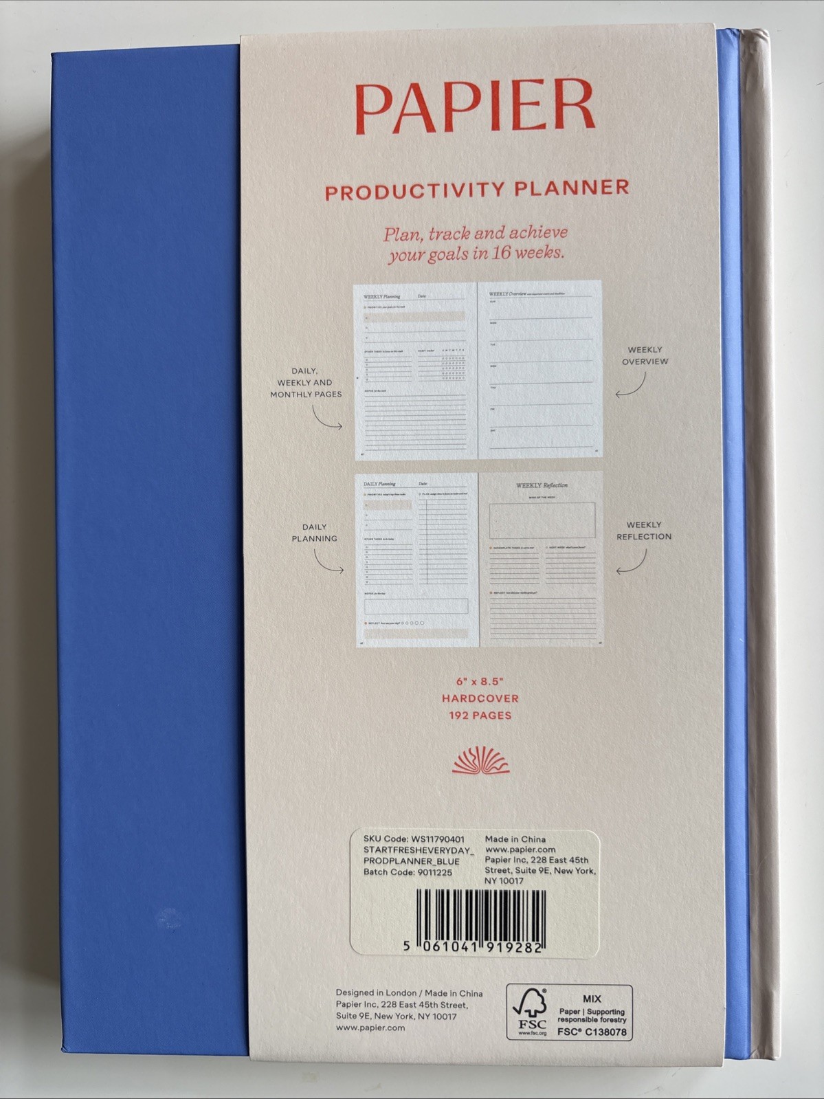 Papier Start Fresh Every Day Productivity Planner Hardcover 192 Pages Organizer￼