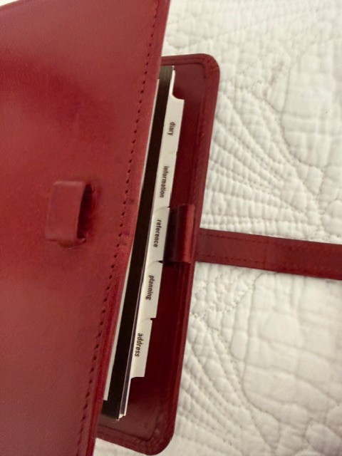 Vintage Coach Red Leather Address/Journal Notebook with Tabs 4 1/2″ X 6″ 6 Rings