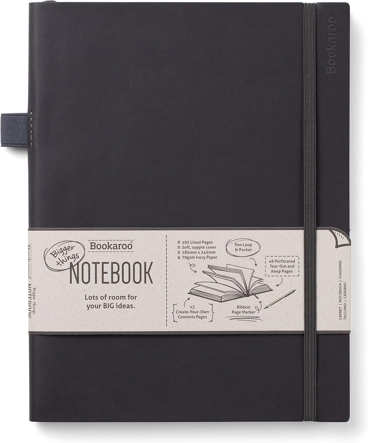 IF Bookaroo Bigger Things Notebook Journal – Black,Blank Diaries & Journals