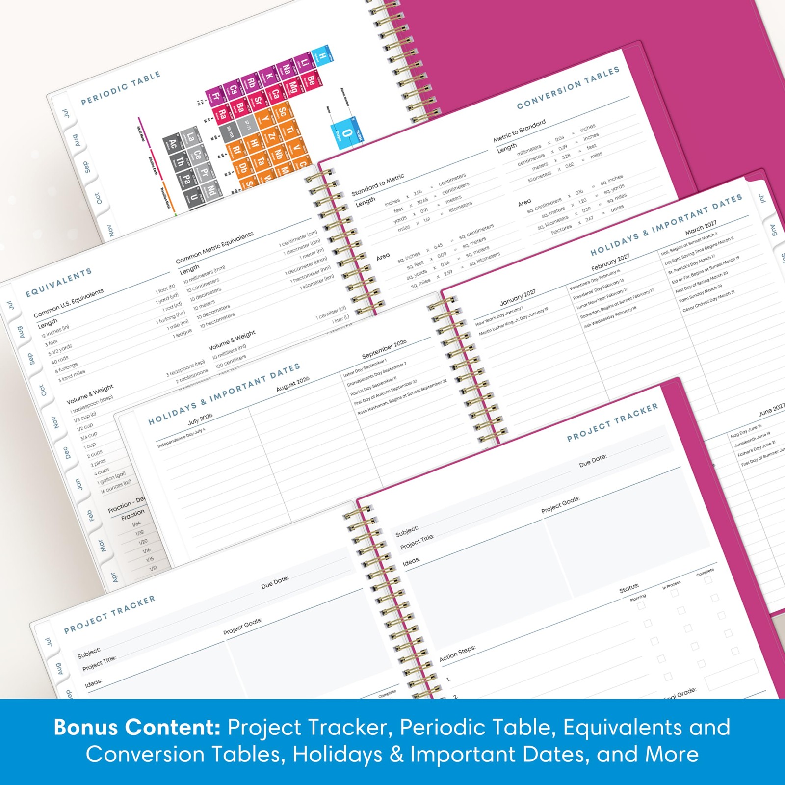 2026-2027 Weekly and Monthly Academic Year Student Planner Calendar, July 202…