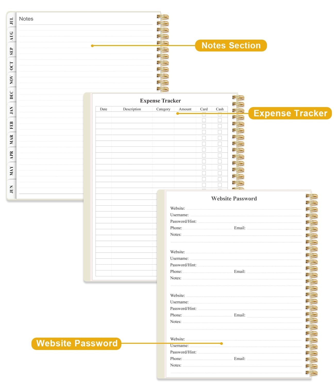 26-27 Academic Planner – Weekly & Monthly, 8.5×11, Green Floral, Spiral Binding,