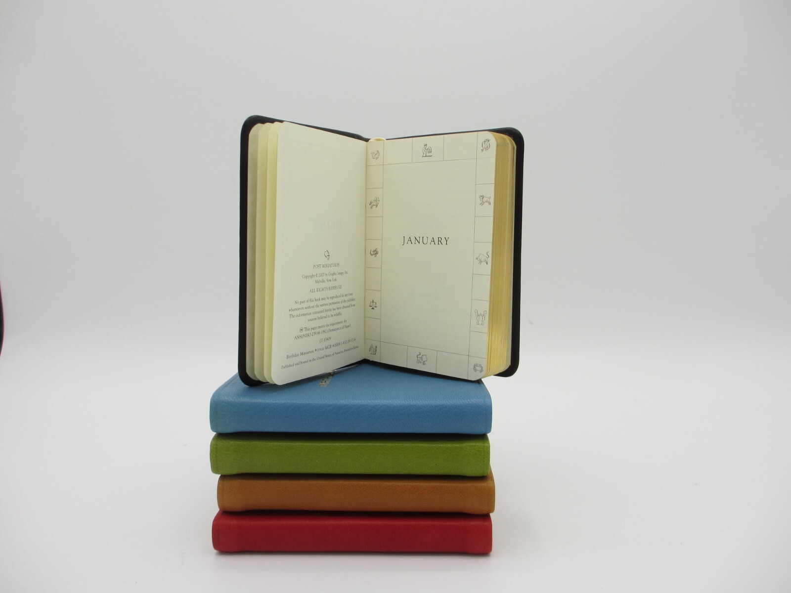 BIRTHDAYS Mini Datebook Notebook Leather Bound Soft Cover Perpetual Calendar