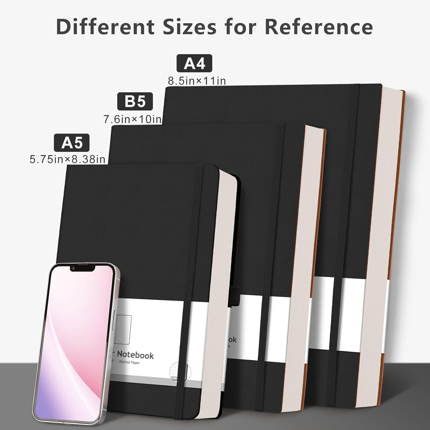 B5 Lined Journal Notebook 320 Numbered Pages 100 GSM Leather Soft Cover Black
