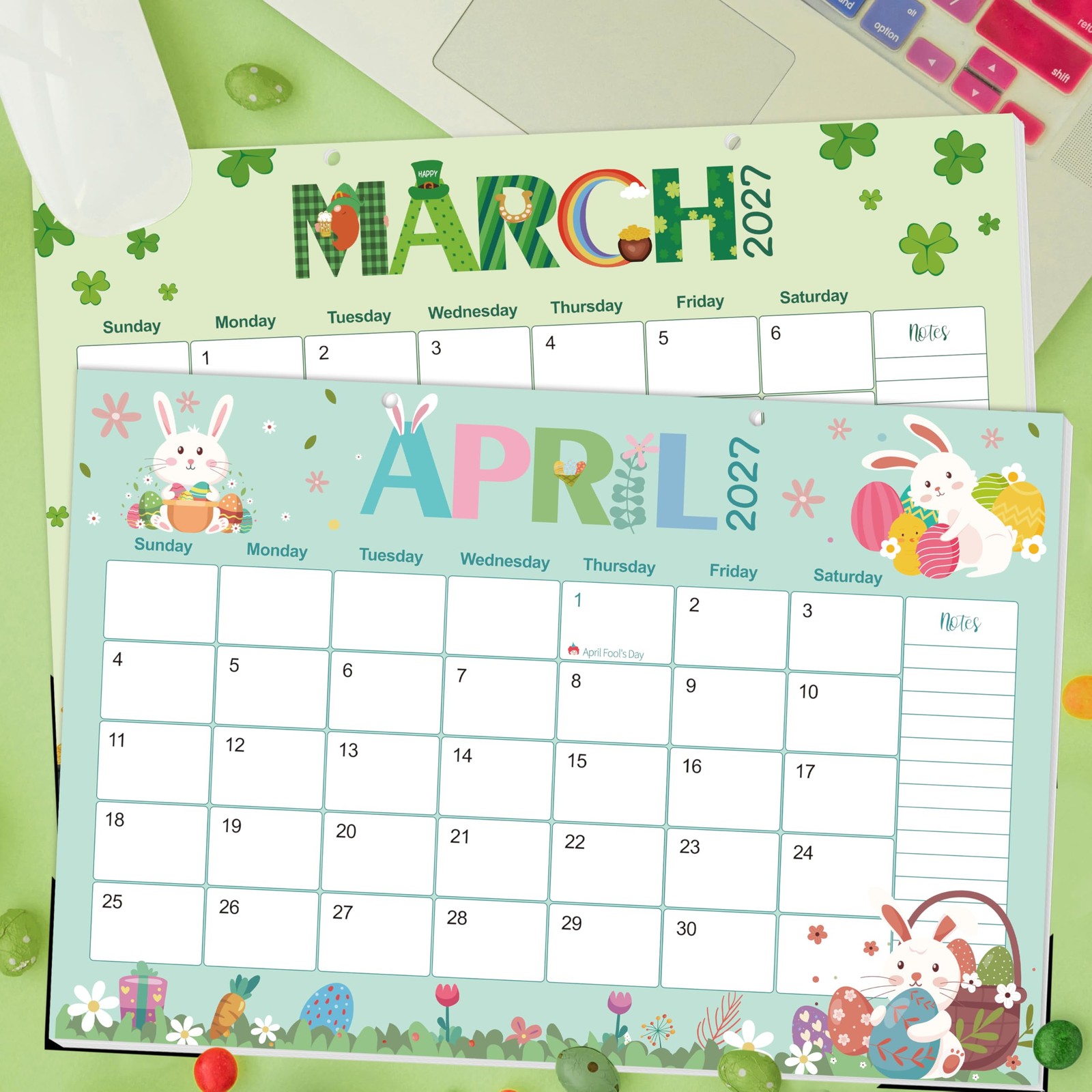 Guasslee Desk Calendar 2026-2027, 19-Month School 17″x11.5″, Jun 19month blue