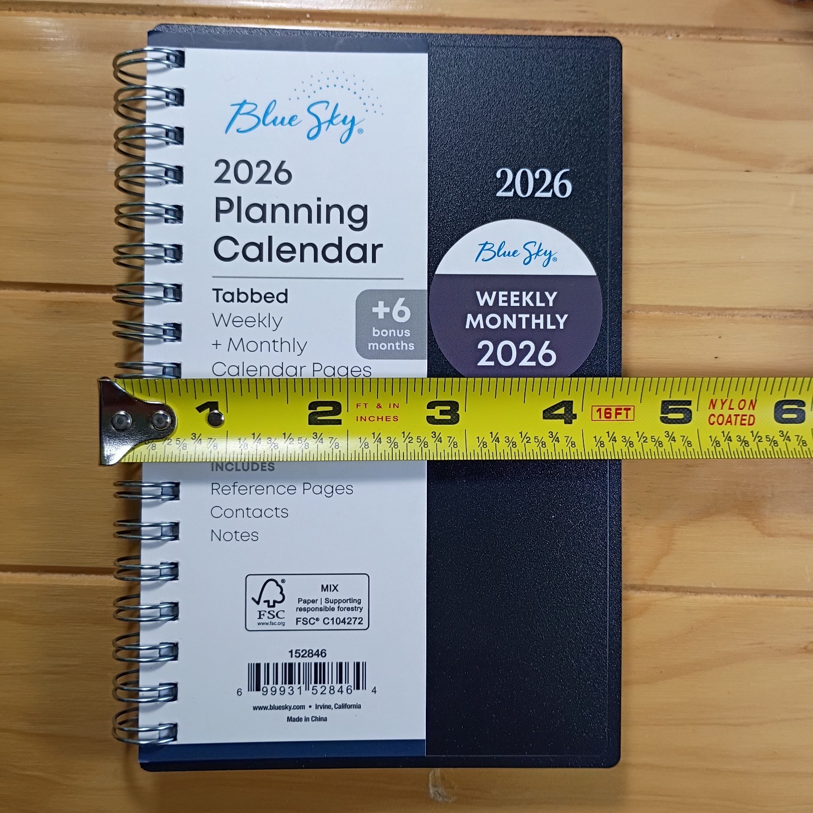 Blue Sky 2026 Planning Calendar,Spiral-Bound Organizer,WeeklyMonthly,Pocket Size
