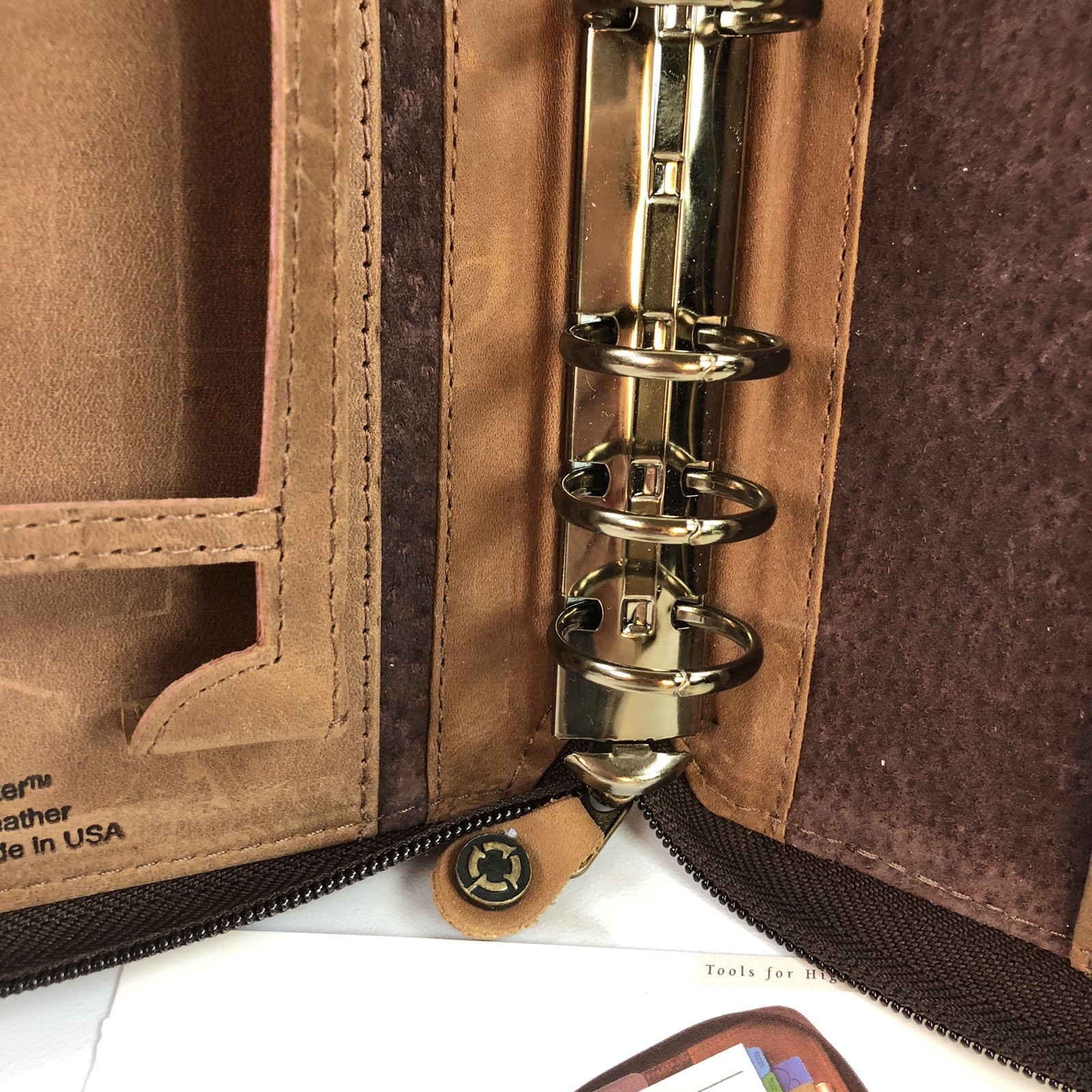 VTG Franklin Covey SpaceMaker Leather Pocket Planner 6 Ring Binder Brown 1996