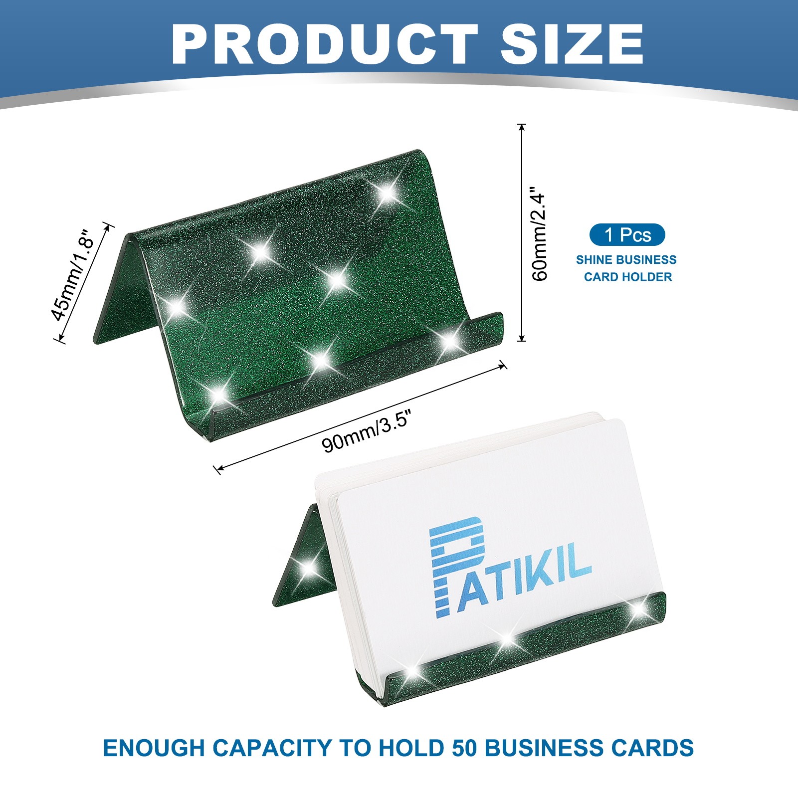 Business Card Holder for Desk, Acrylic Card Holders Shine, Green