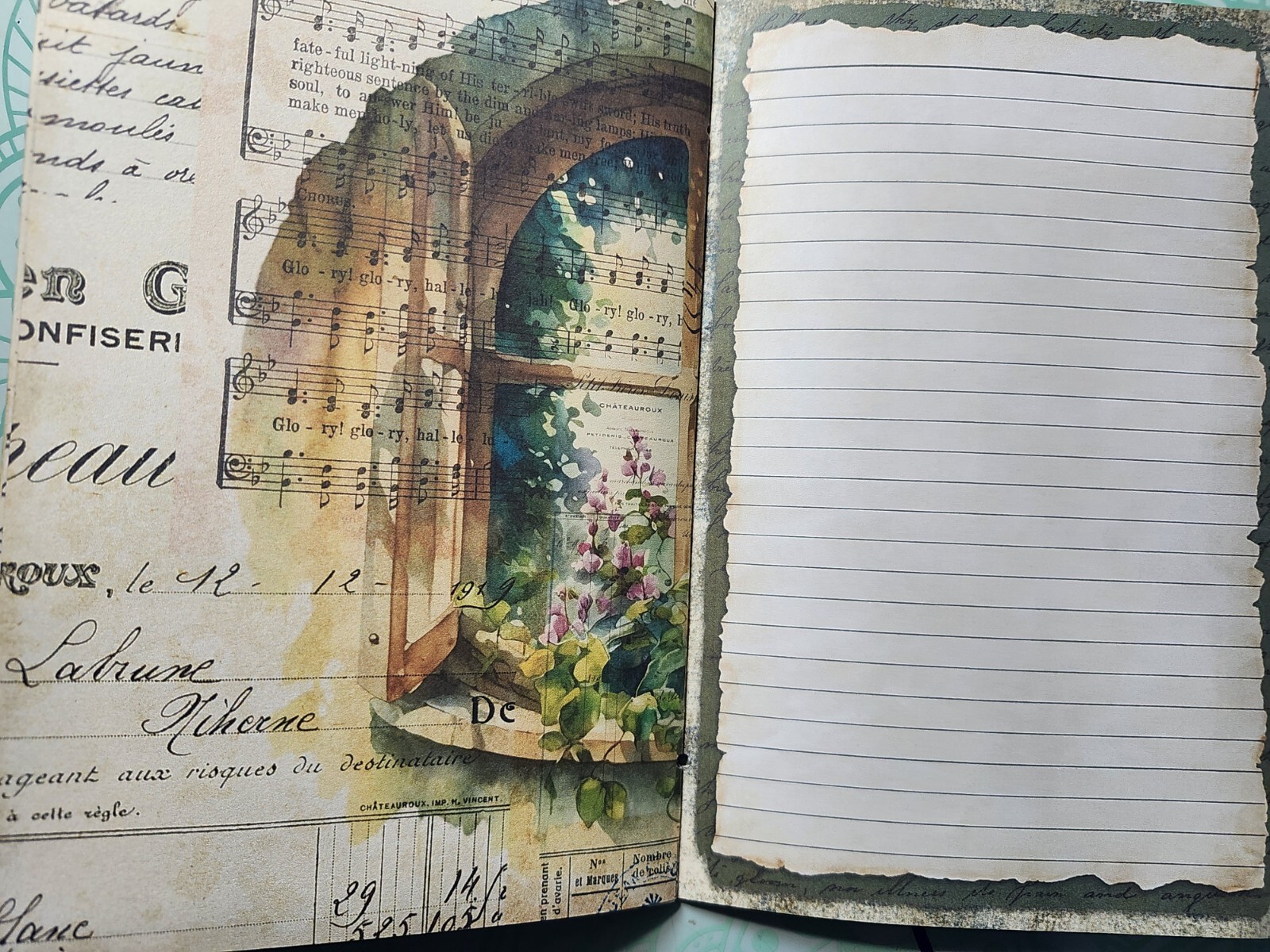 Junk Journal BOOKLET “FLORAL WINDOWS 2” HANDMADE Flowers, European Architecture
