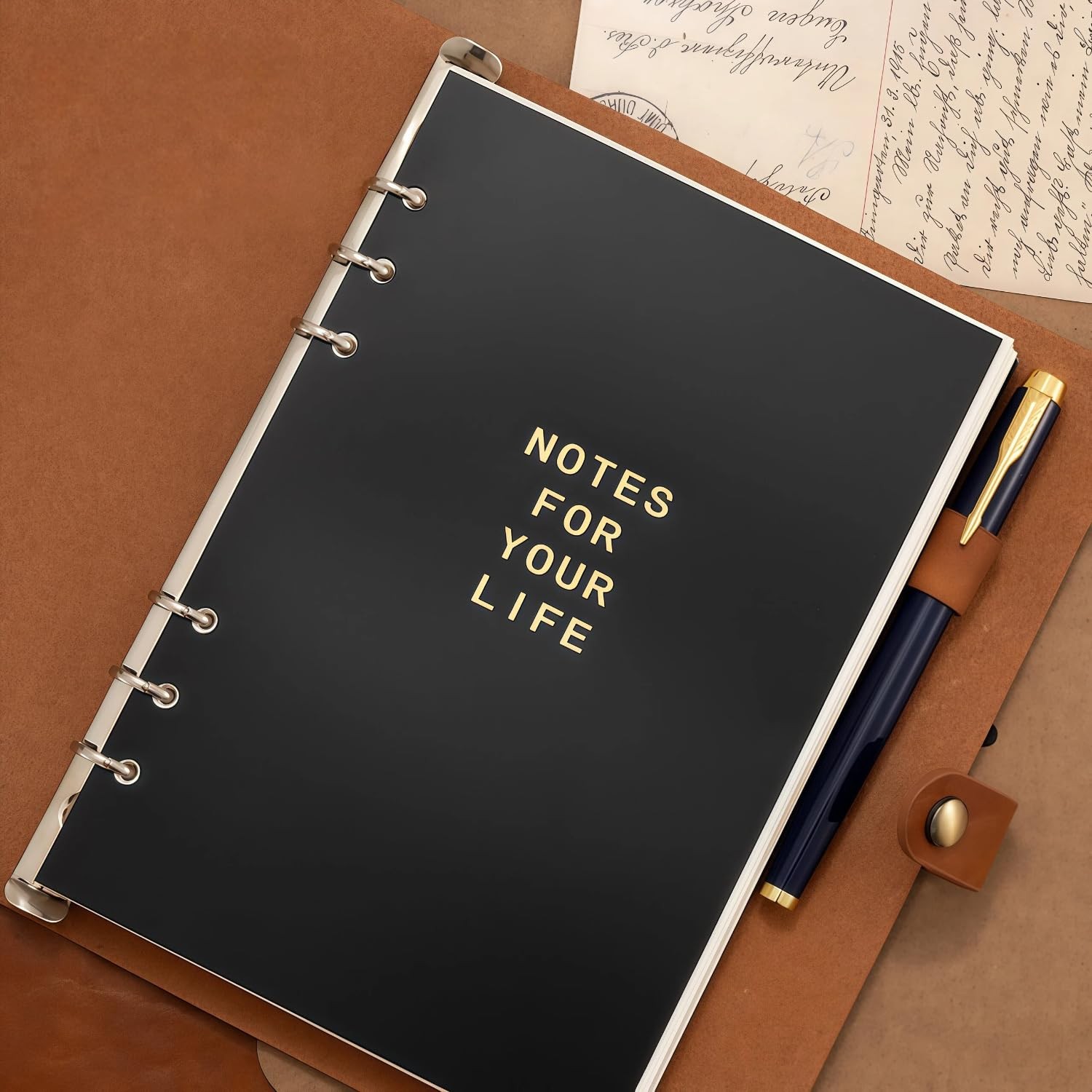 Refillable A5 Leather Binder Journal Soft Cover Notebook, Vintage Brown
