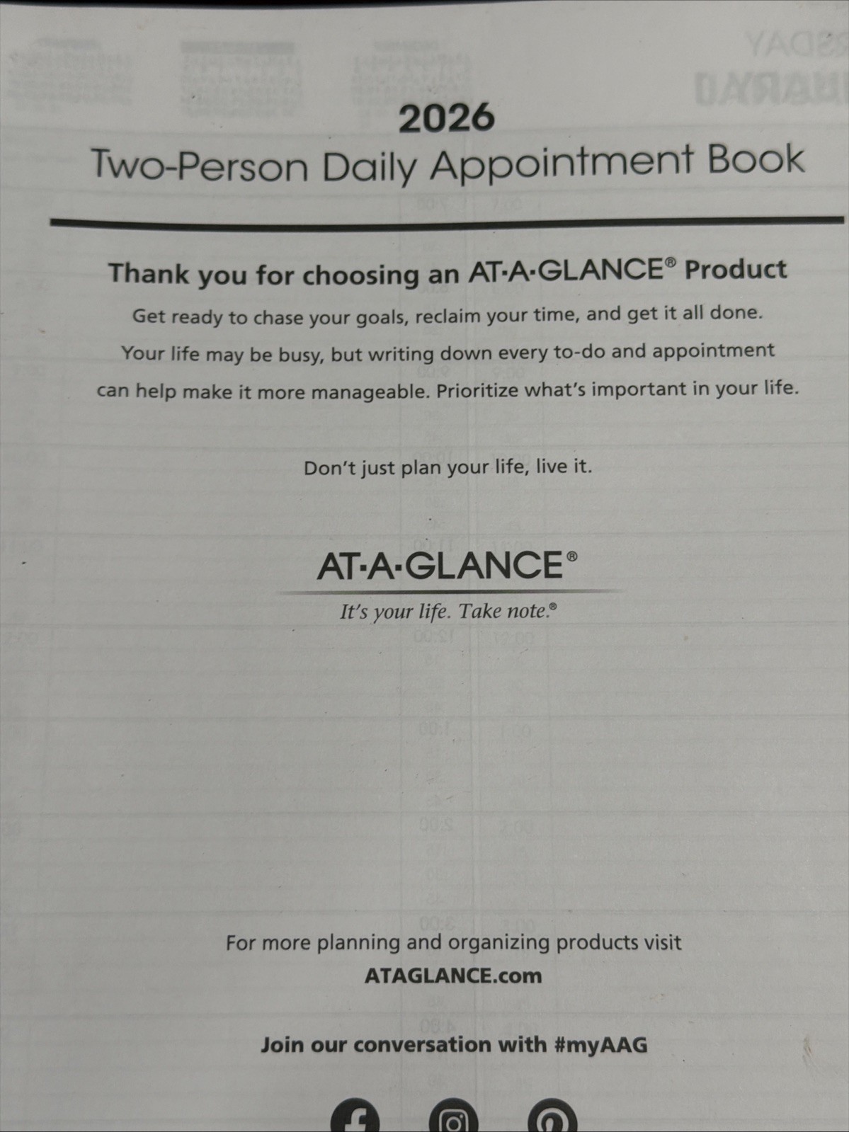 2026 Appointment Book Planner, Daily, 8″ x 11″, Large, Two Person Group, Blac…